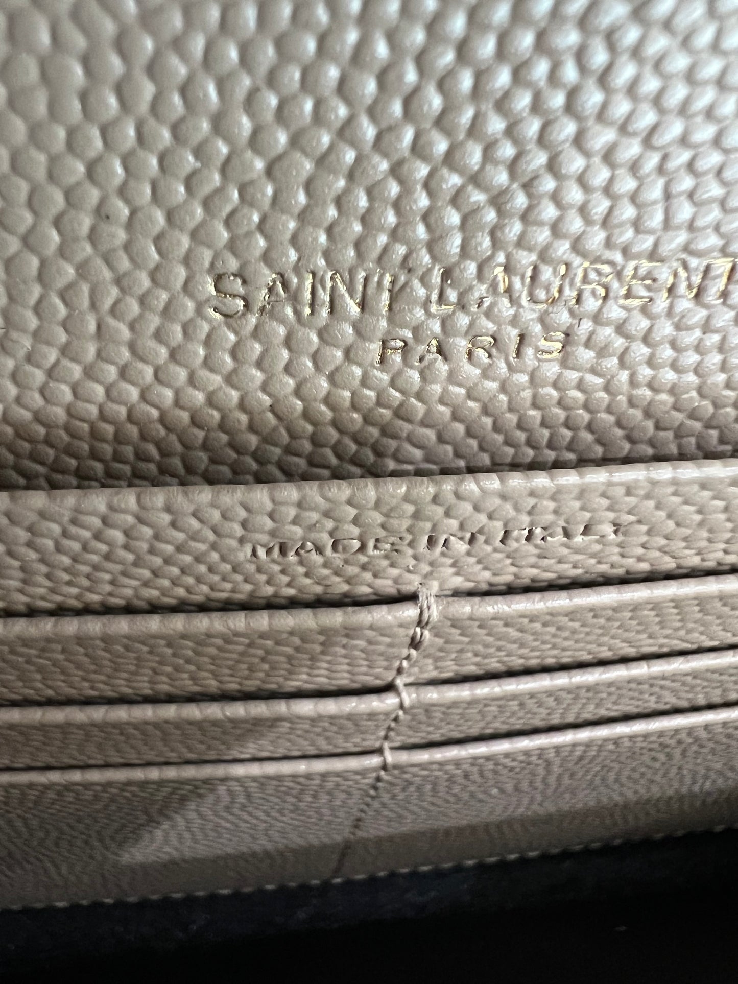 Beige Saint Laurent Cassandre Envelope Flap Wallet on Chain