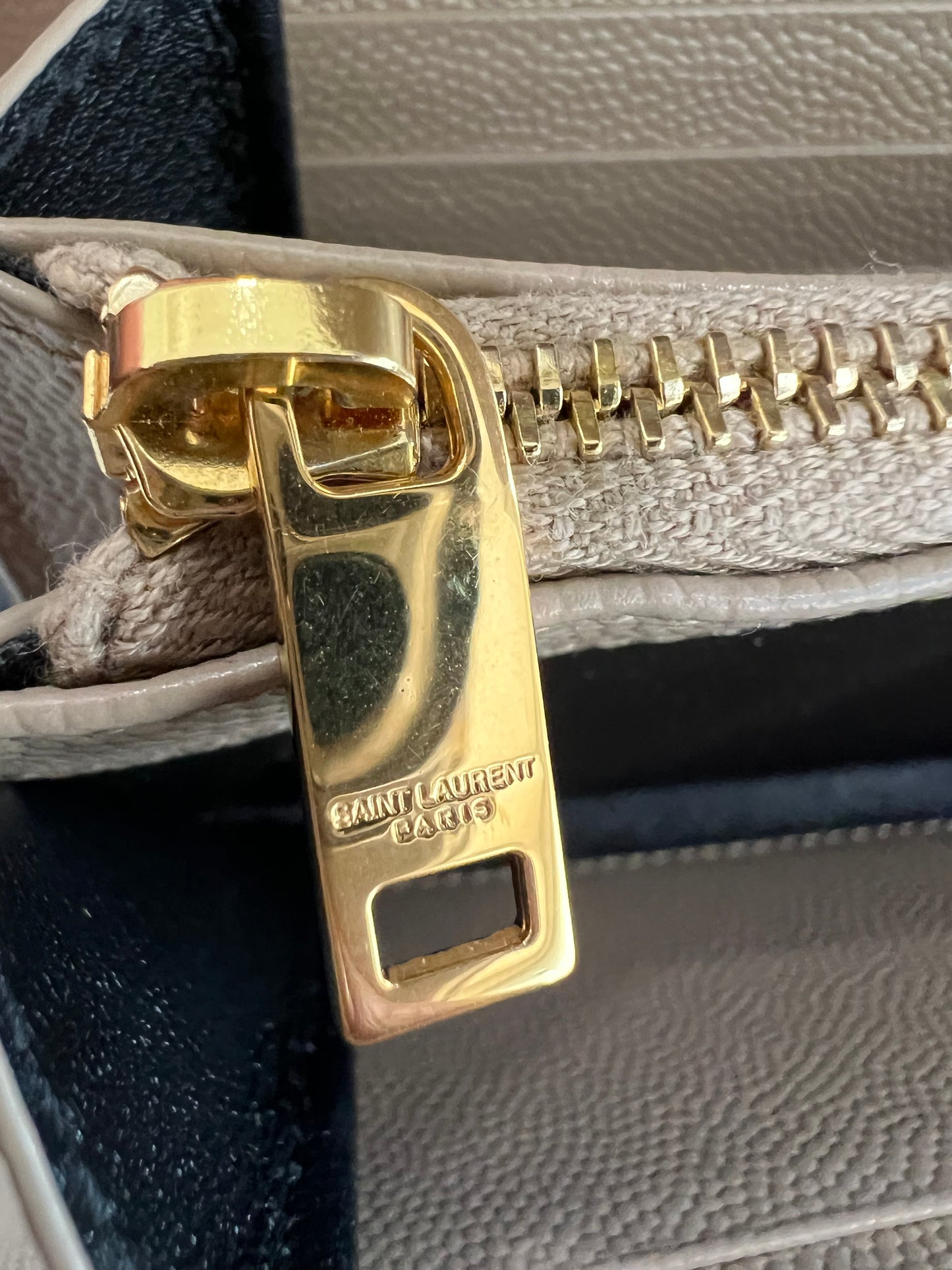 Beige Saint Laurent Cassandre Envelope Flap Wallet on Chain