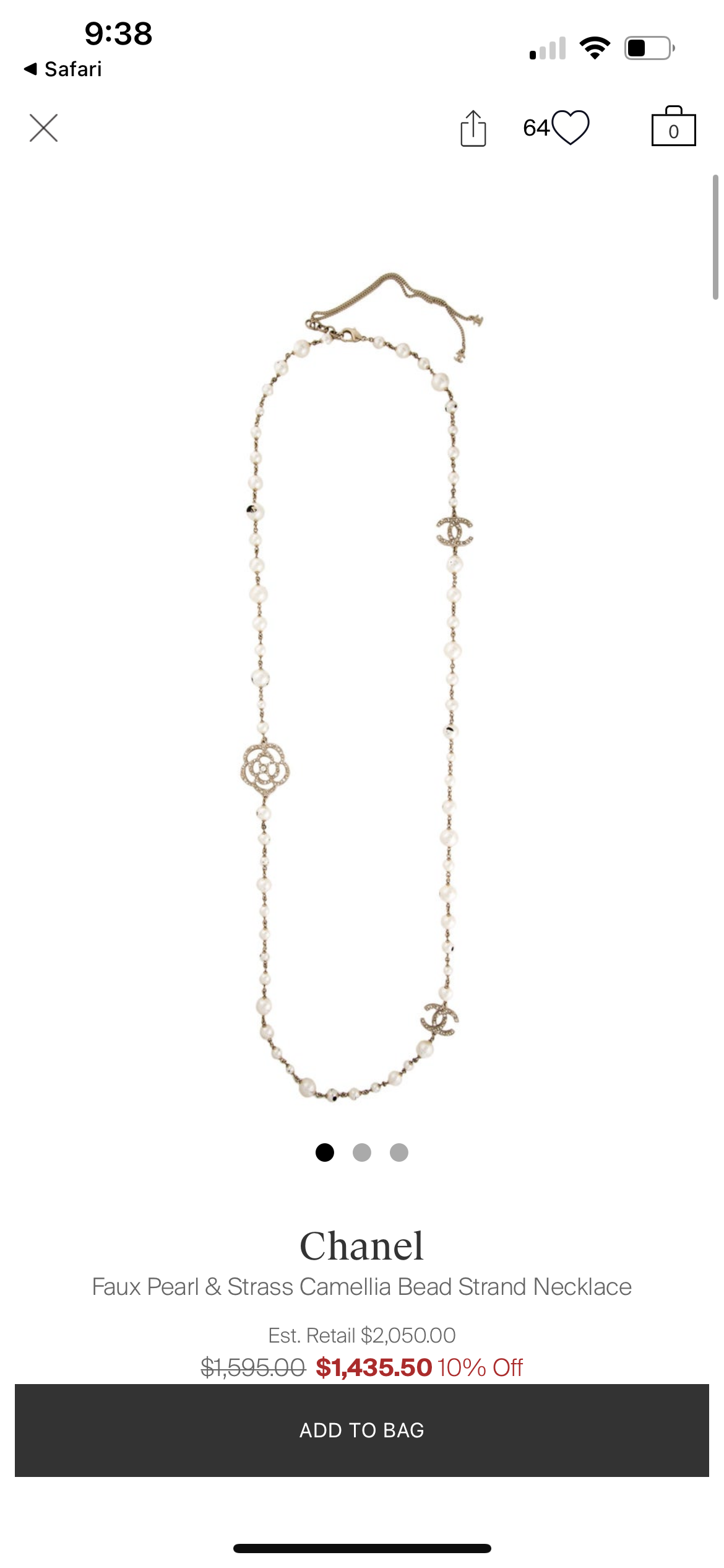 Rare Chanel Tri Camellia Necklace