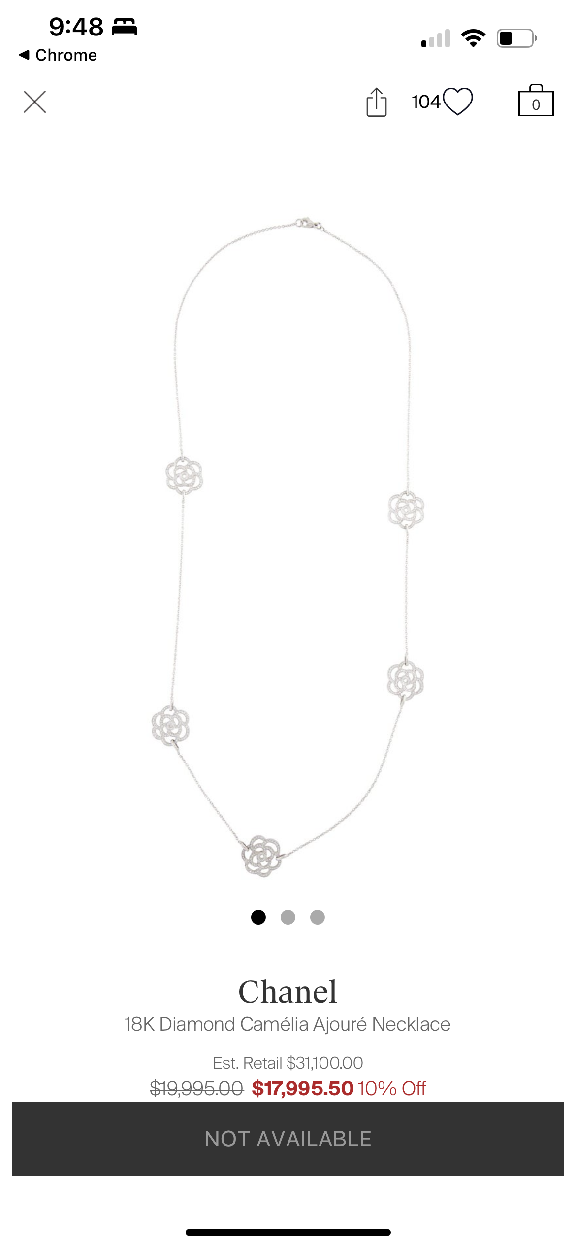 Rare Chanel Tri Camellia Necklace