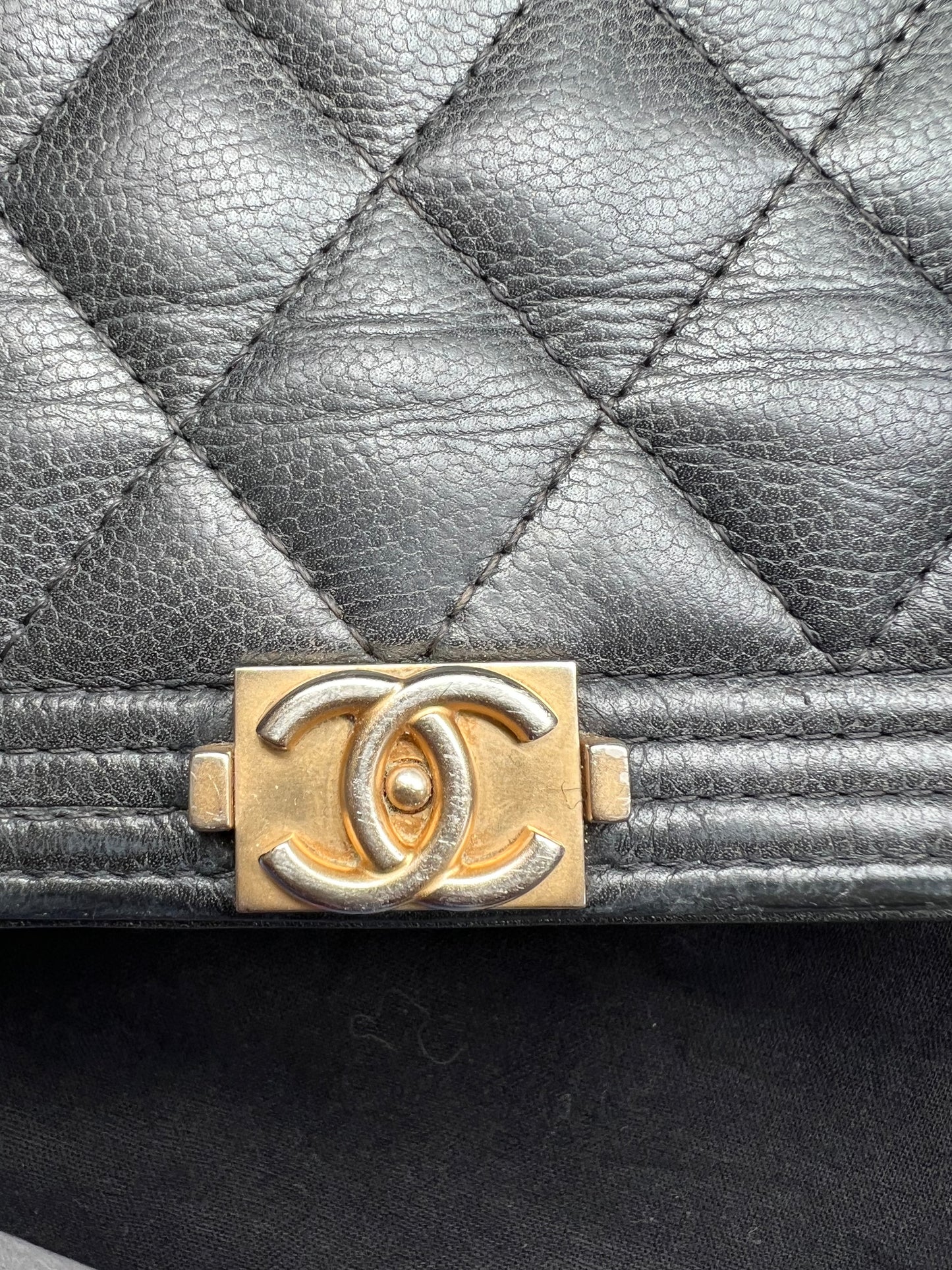Chanel Caviar Quilted Boy Wallet On Chain WOC Black