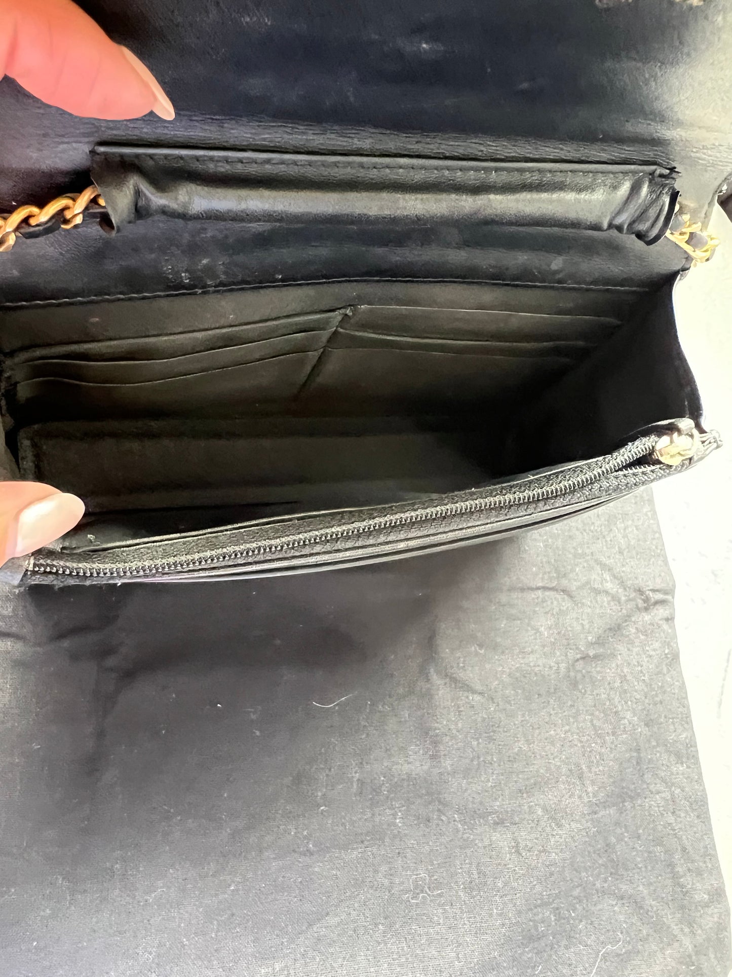 Chanel Caviar Quilted Boy Wallet On Chain WOC Black