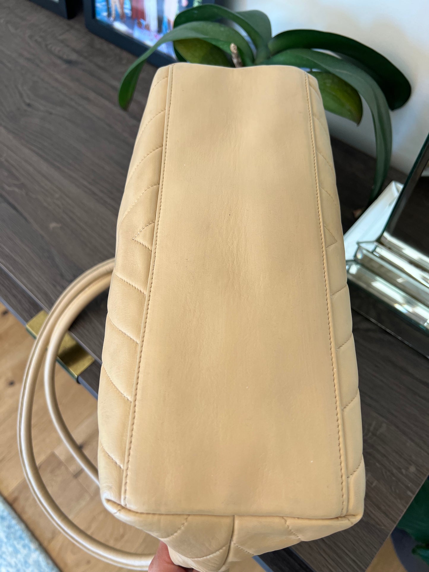 Chanel Chevron Tote in Beige Vintage 24k gold