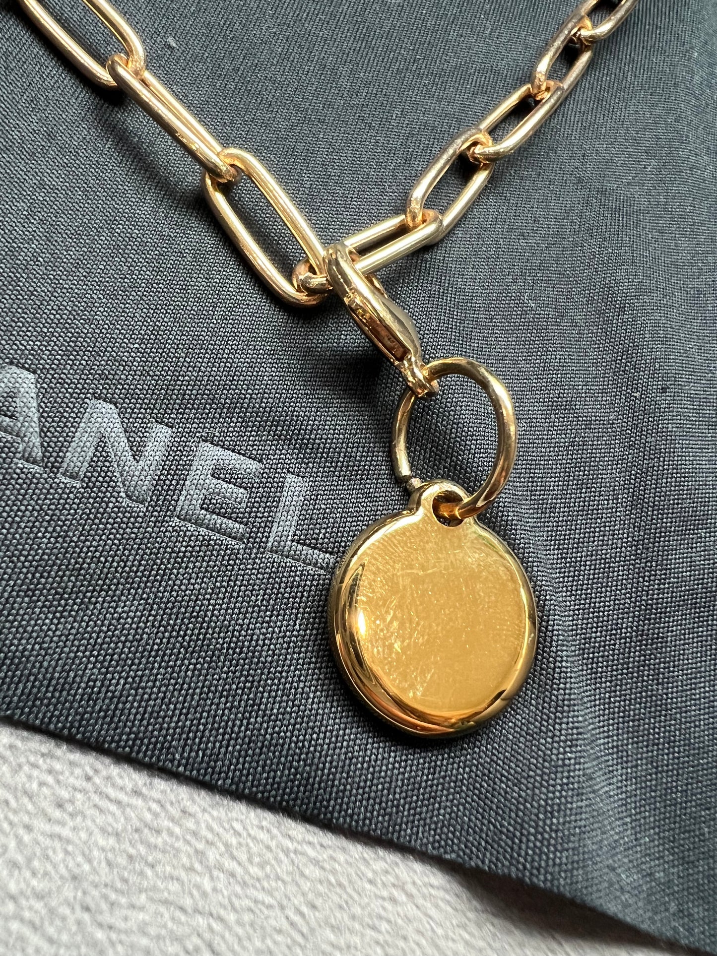 Upcycled Chanel CC charm necklace - Toggle with pearl