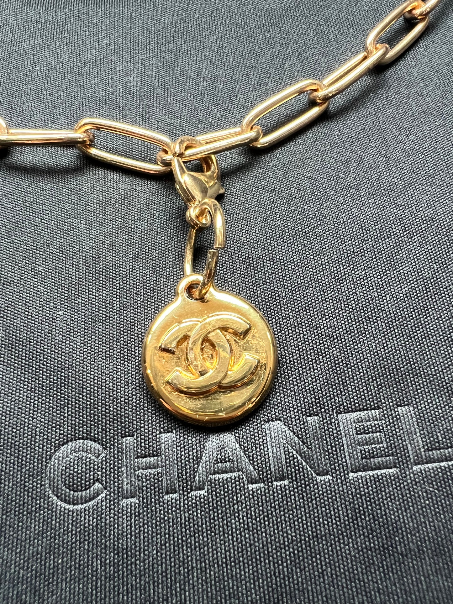 Upcycled Chanel CC charm necklace - gold chain