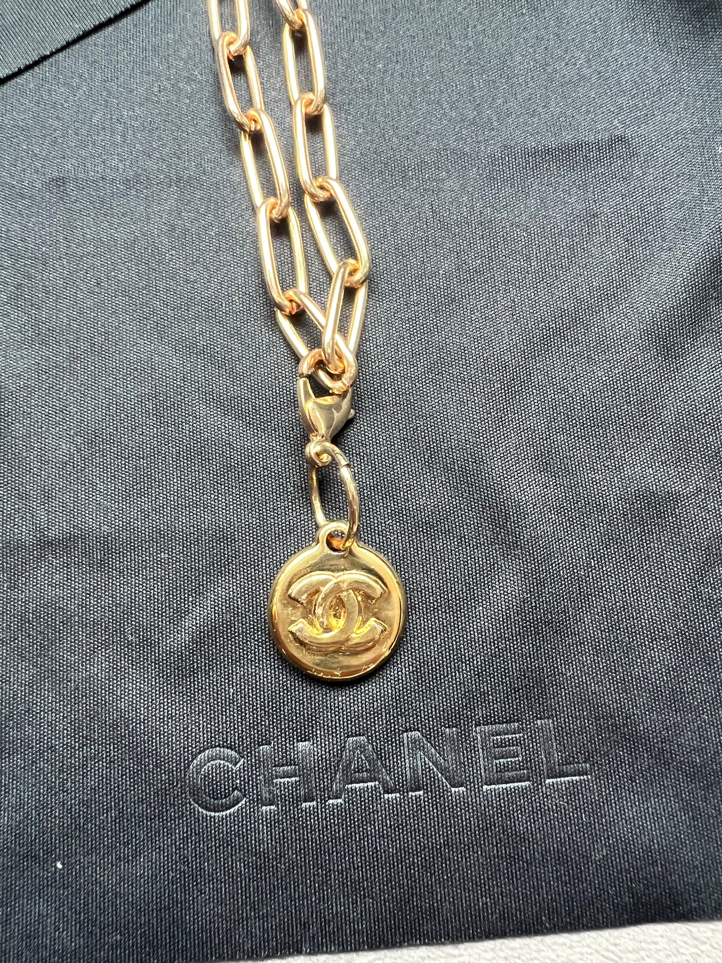 Upcycled Chanel CC charm necklace - gold chain