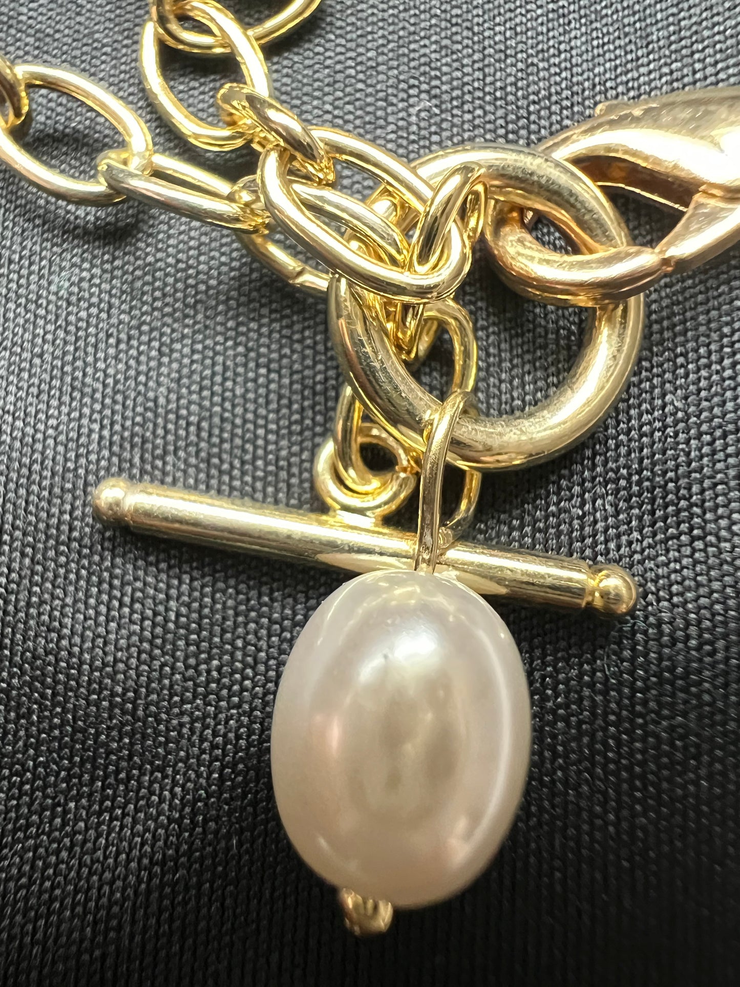 Upcycled Chanel CC charm necklace - Toggle with pearl