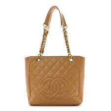 CHANEL Caviar Quilted Petite Shopping Tote PST beige