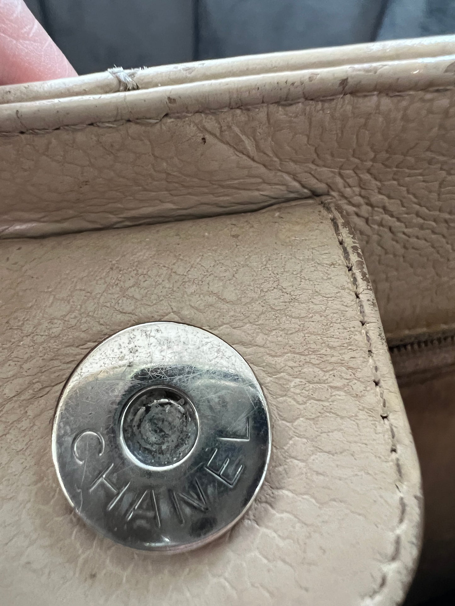 CHANEL Caviar Quilted Petite Shopping Tote PST beige