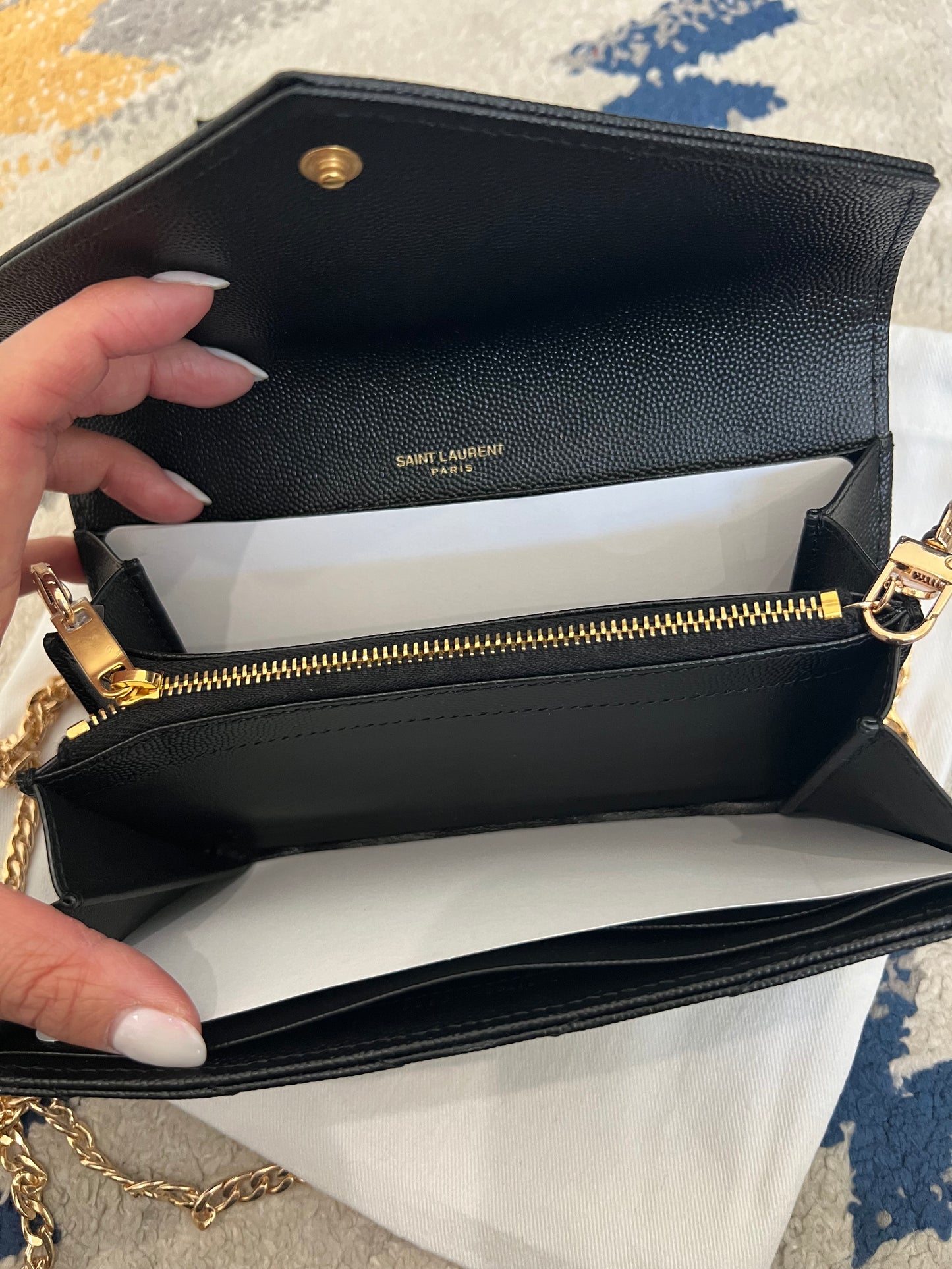 New Black YSL cassandre wallet on chain