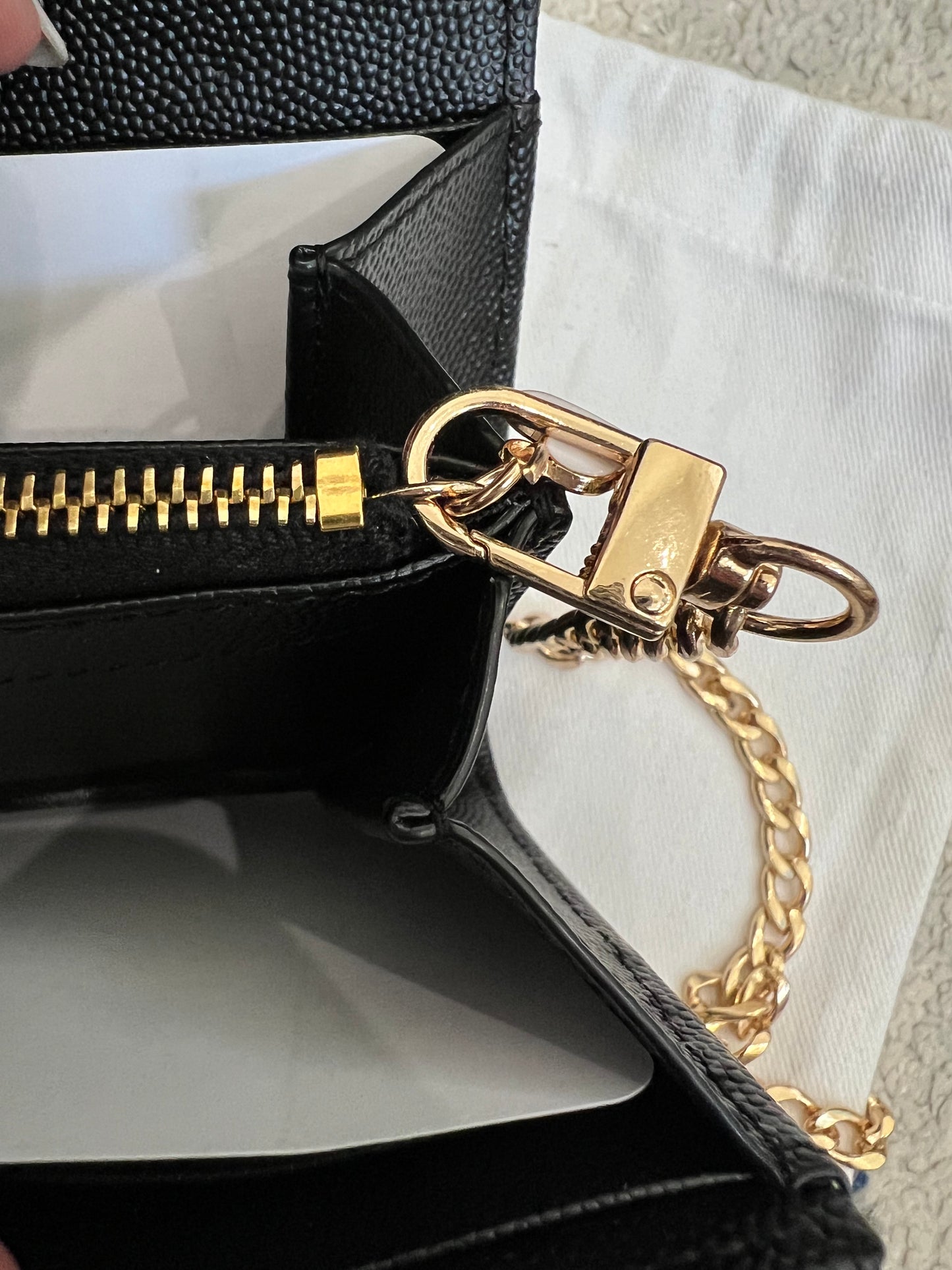 New Black YSL cassandre wallet on chain