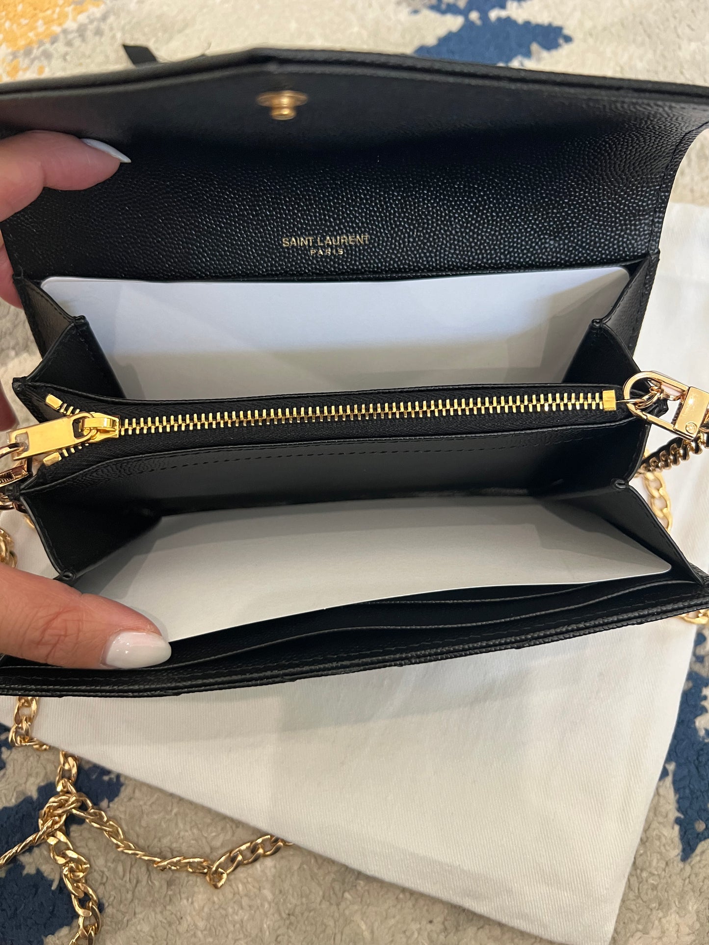New Black YSL cassandre wallet on chain