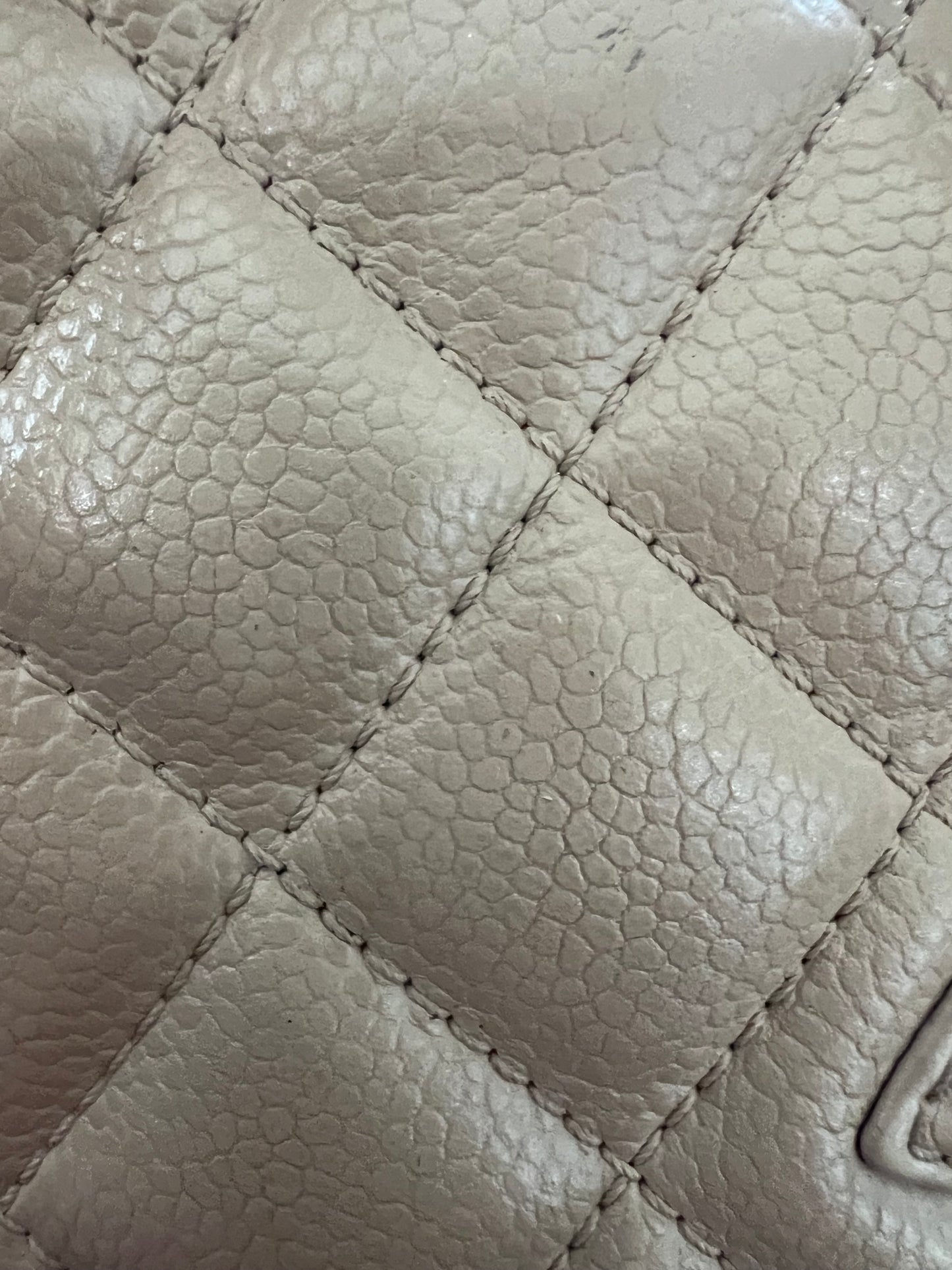 CHANEL Caviar Quilted Petite Shopping Tote PST beige