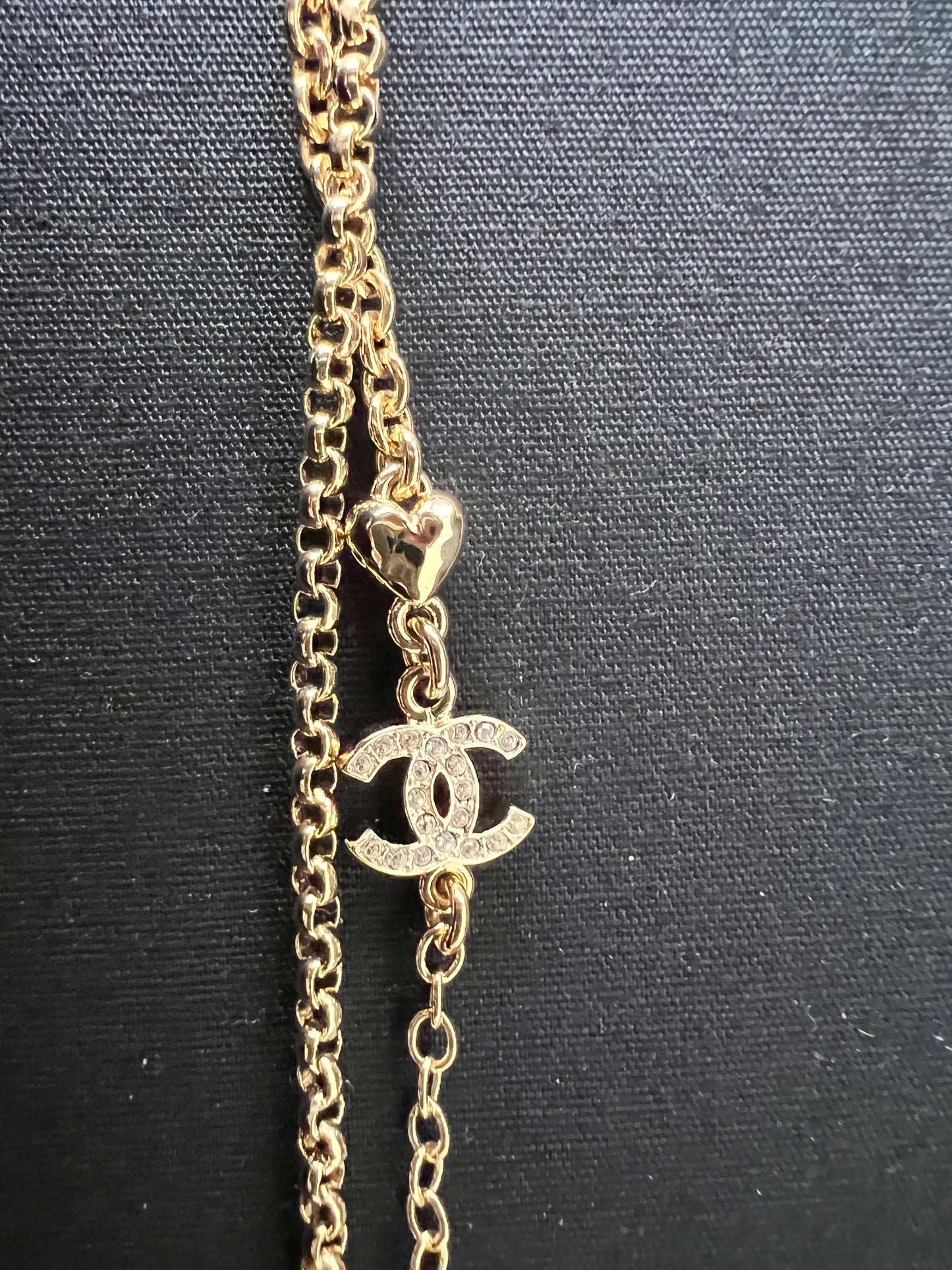 Chanel heart long necklace