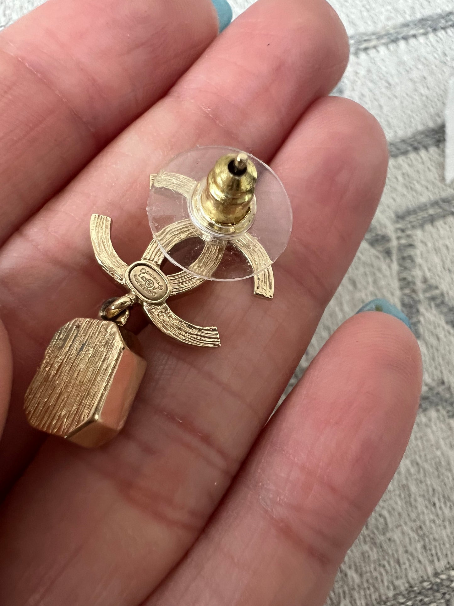 Chanel strass gold drop earrings