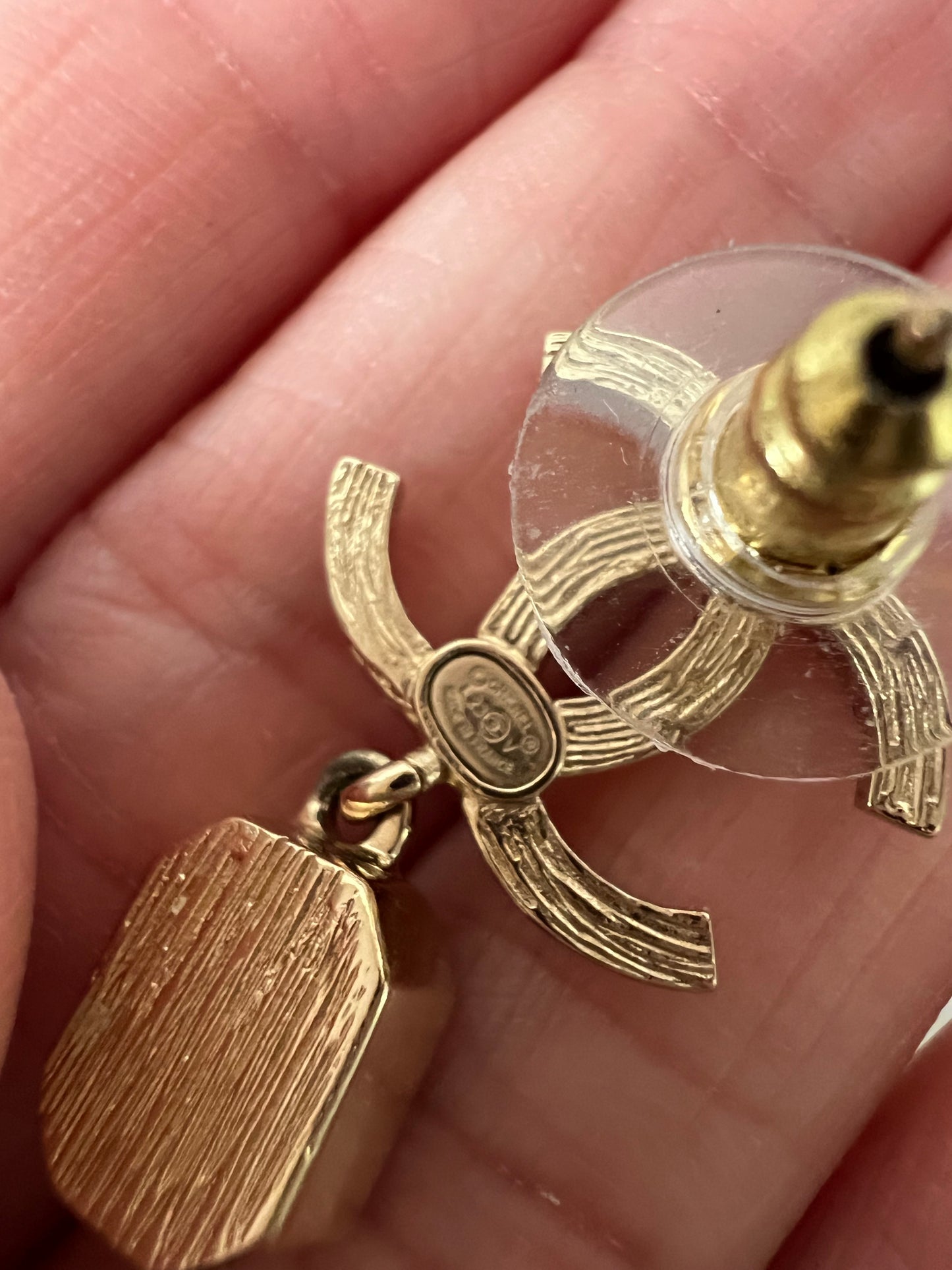 Chanel strass gold drop earrings
