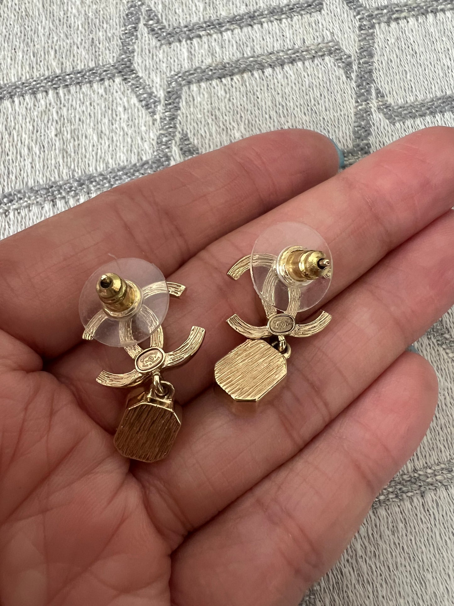Chanel strass gold drop earrings