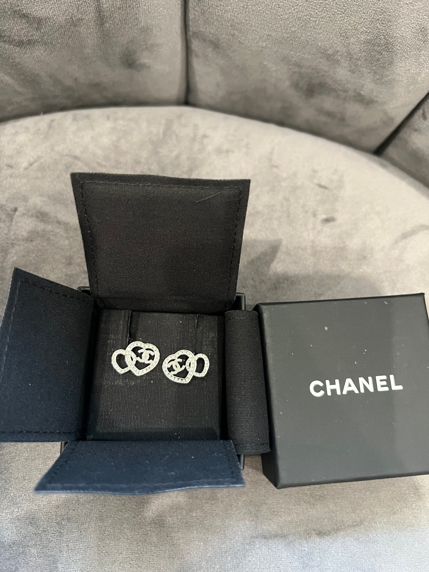 Chanel double heart earrings
