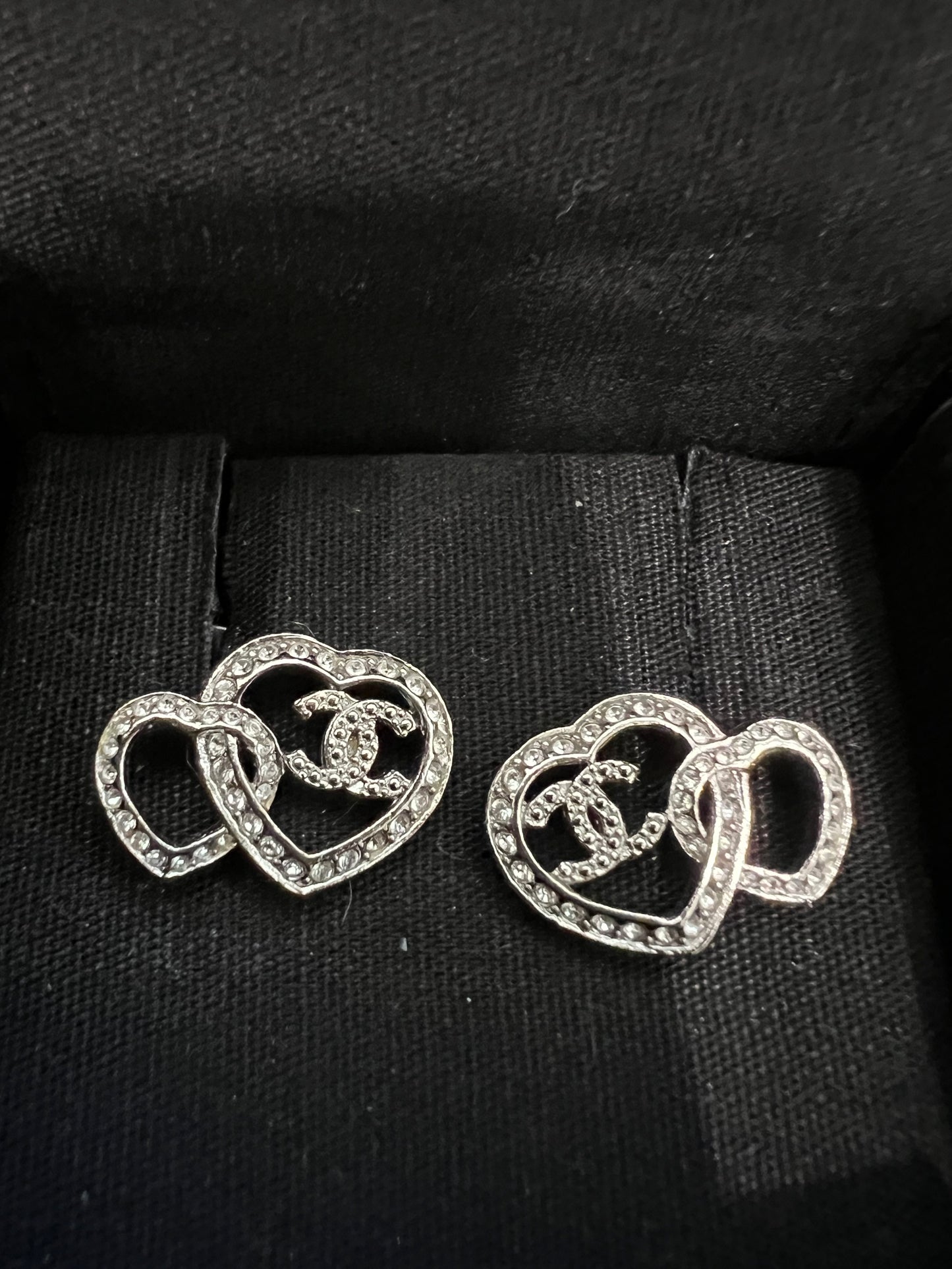 Chanel double heart earrings