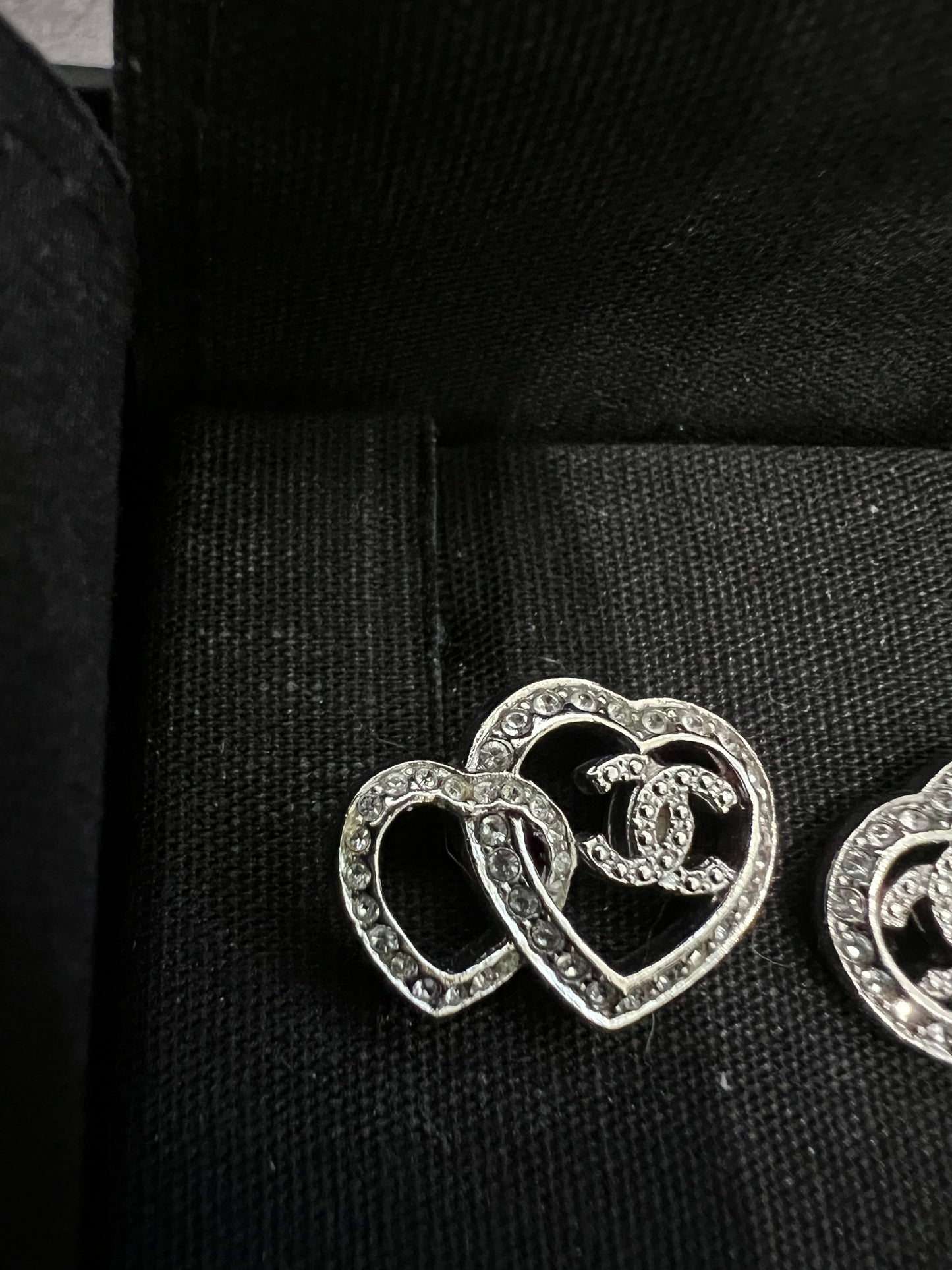 Chanel double heart earrings