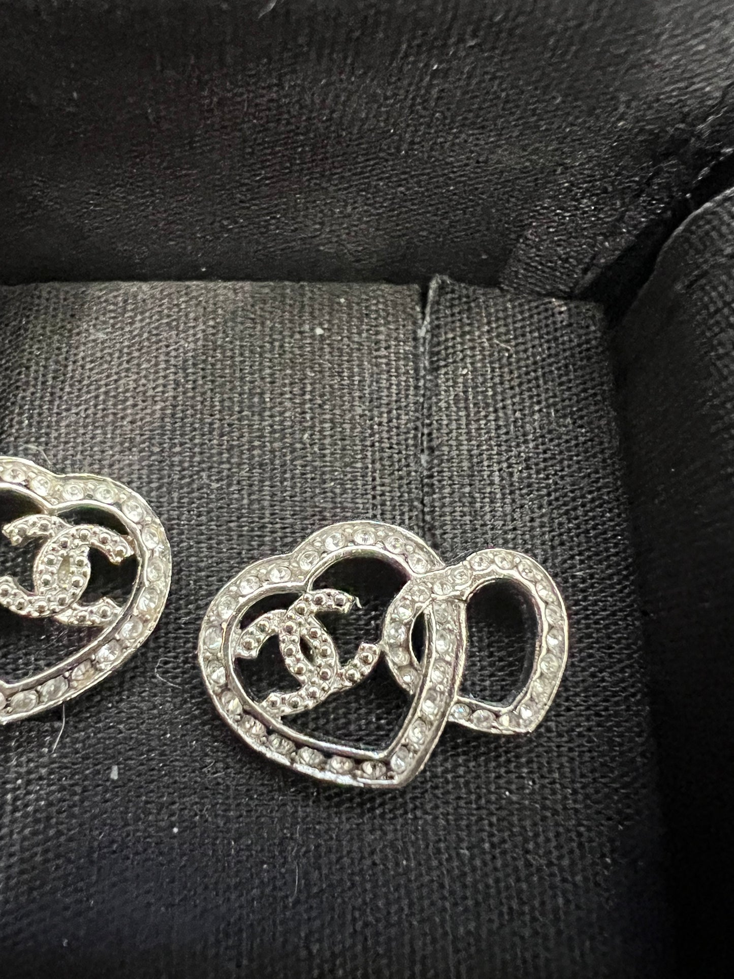 Chanel double heart earrings