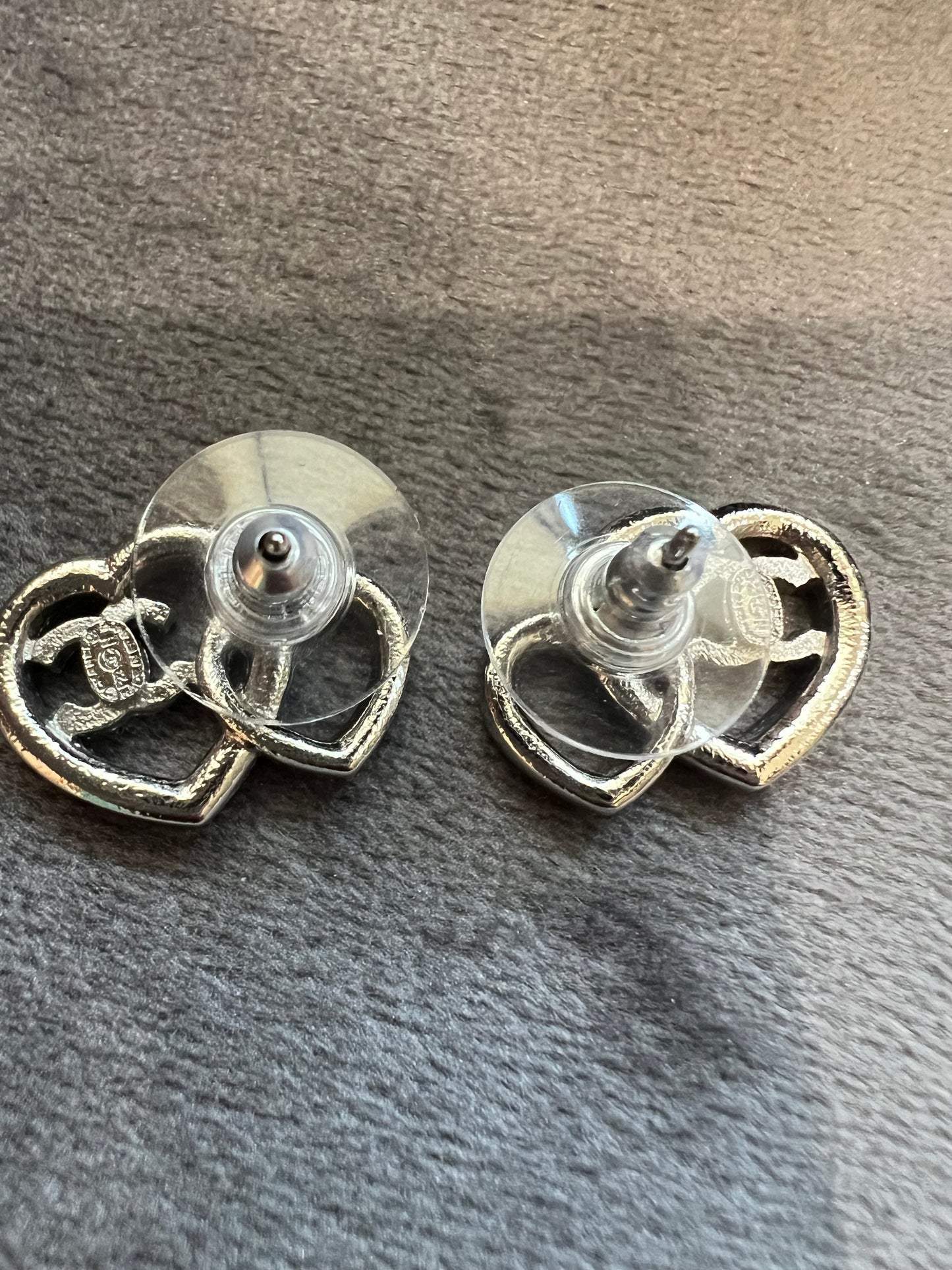 Chanel double heart earrings