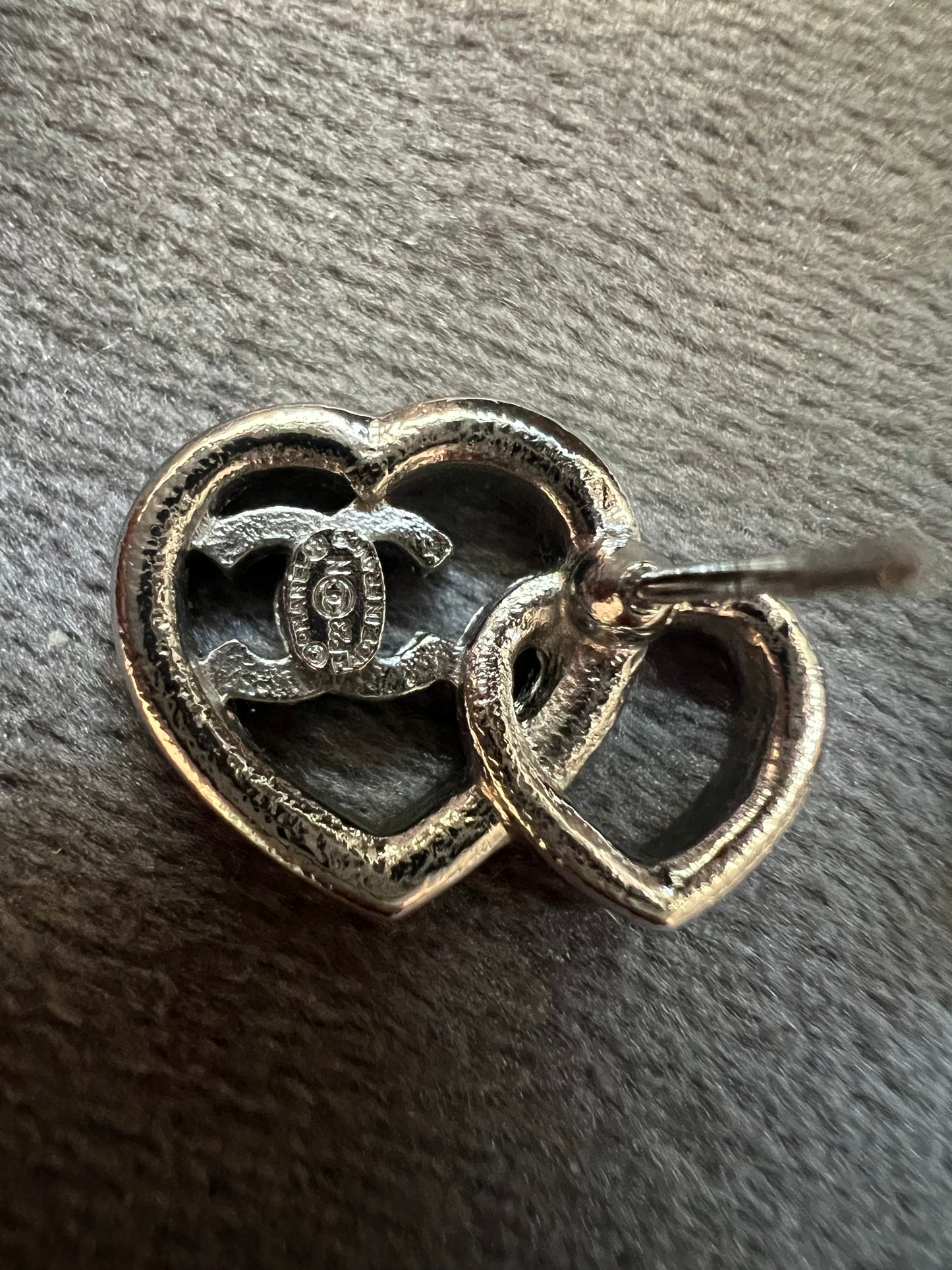 Chanel double heart earrings