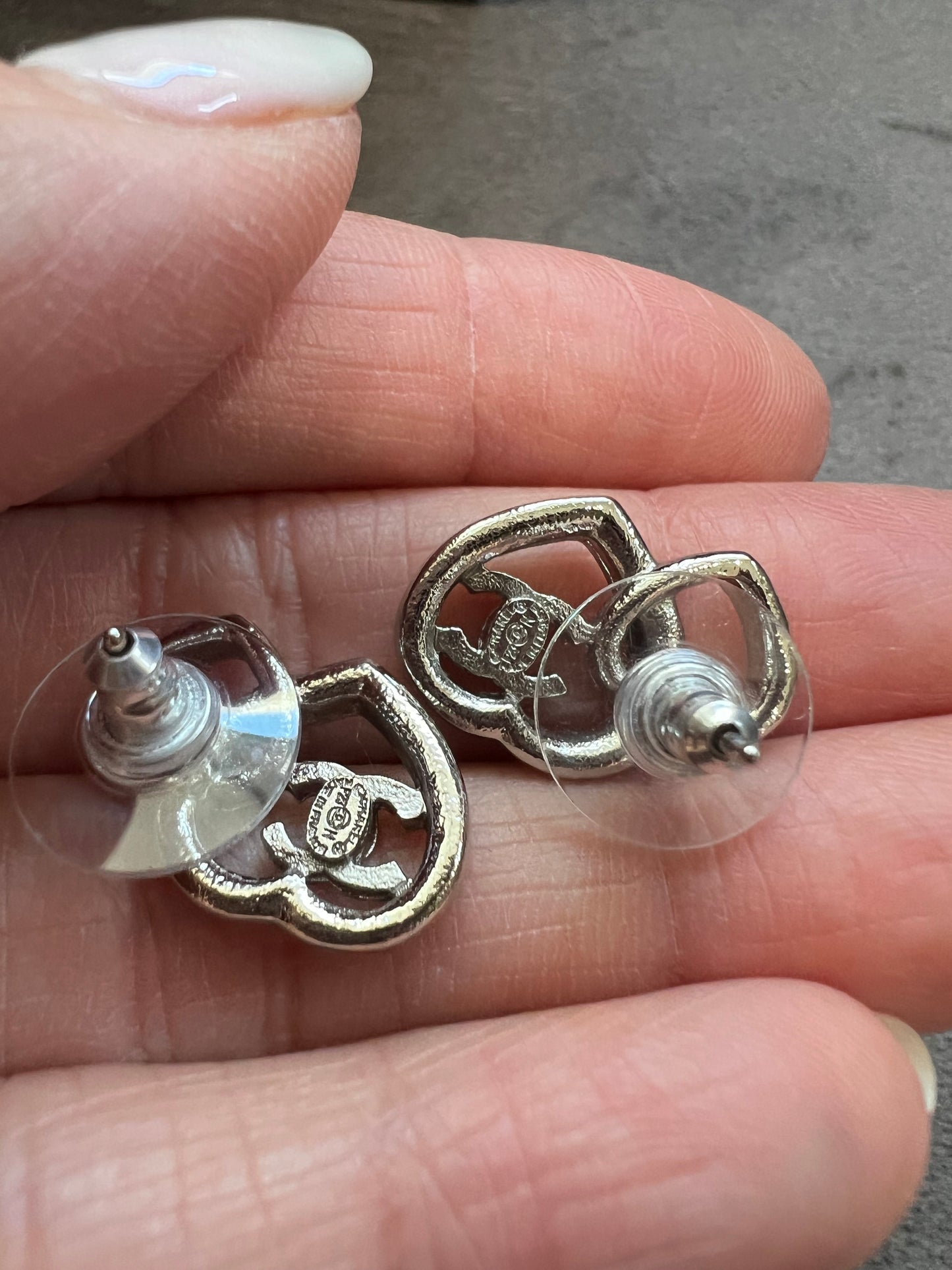 Chanel double heart earrings