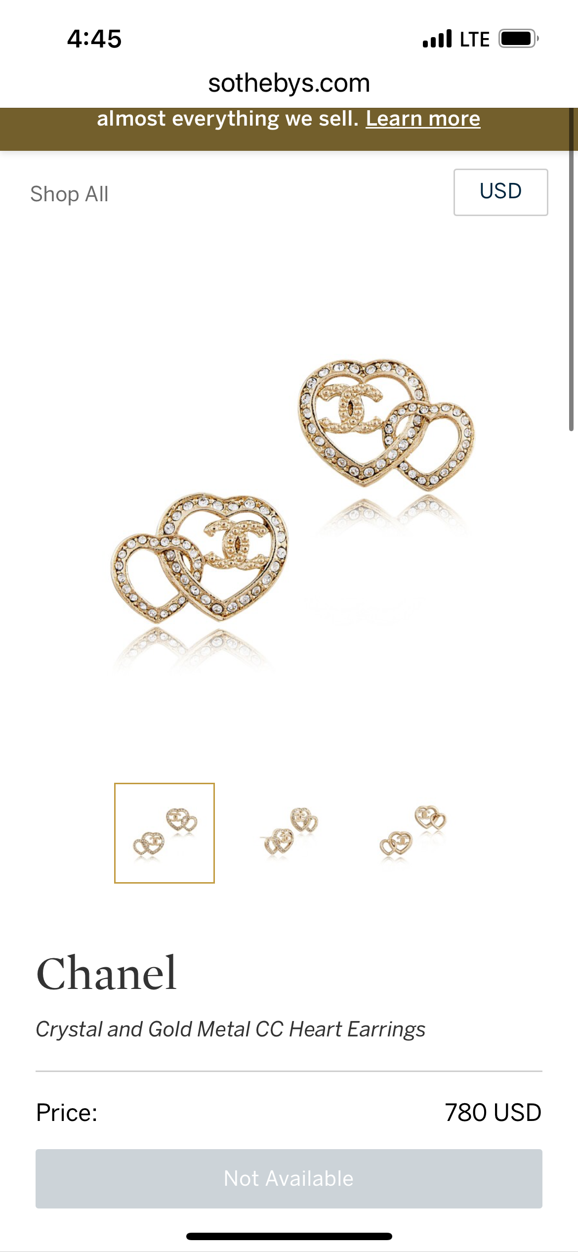 Chanel double heart earrings