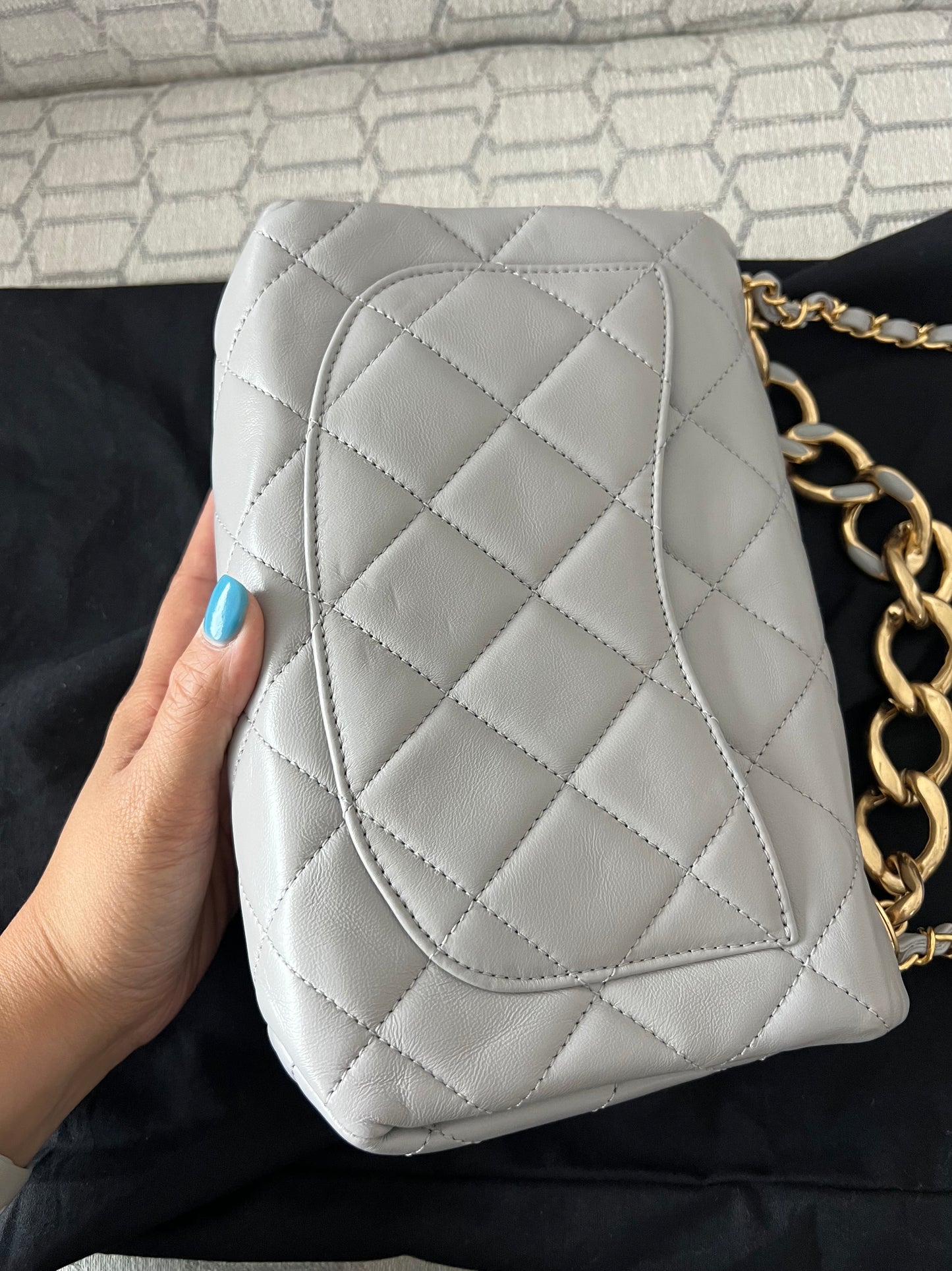 Chanel trendy double chain grey single flap