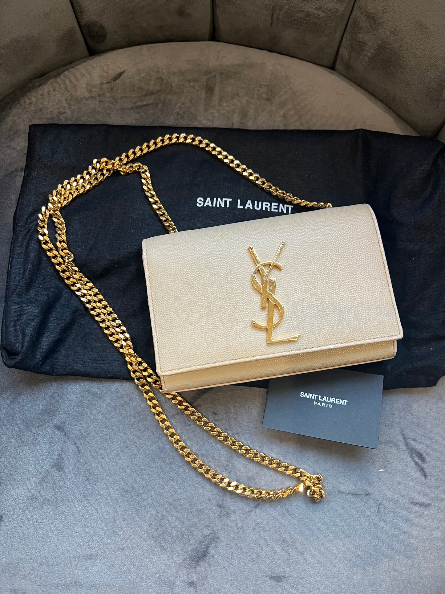 YSL beige Kate bag in small