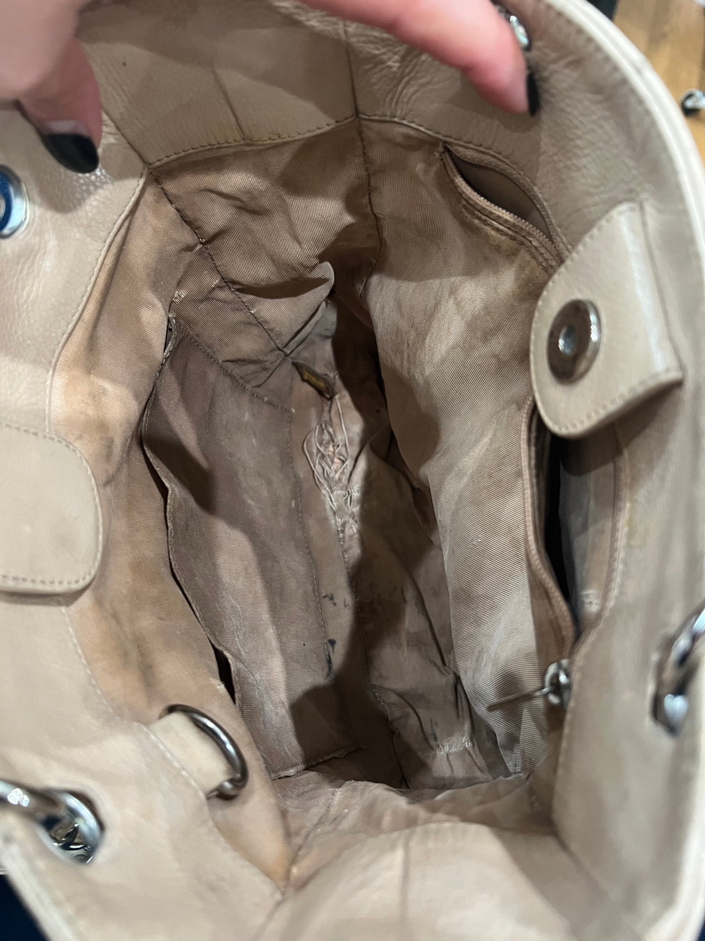 CHANEL Caviar Quilted Petite Shopping Tote PST beige