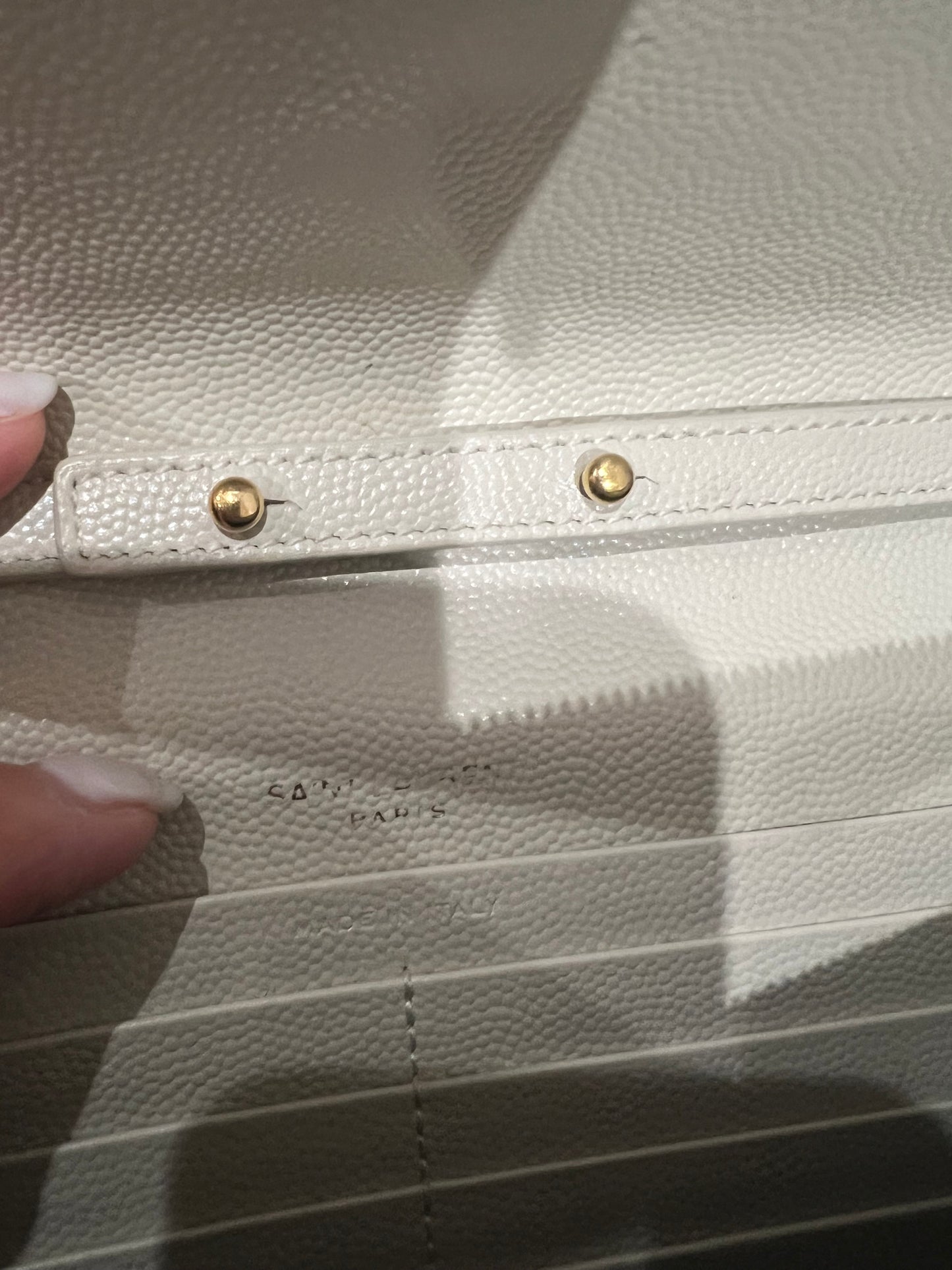 YSL cassandre envelope crossbody large ivory