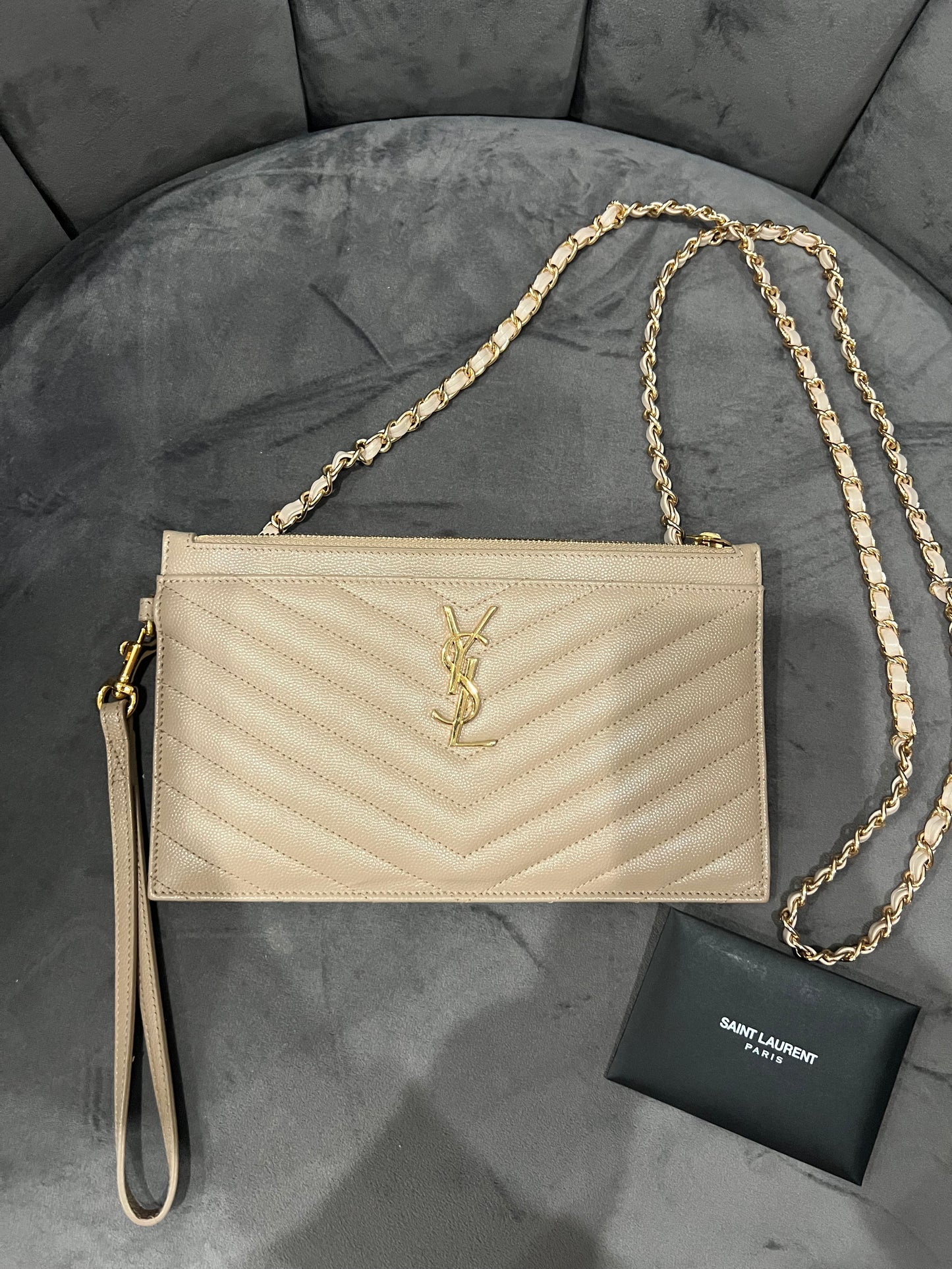 Beige Yves Saint Laurent wristlet / crossbody