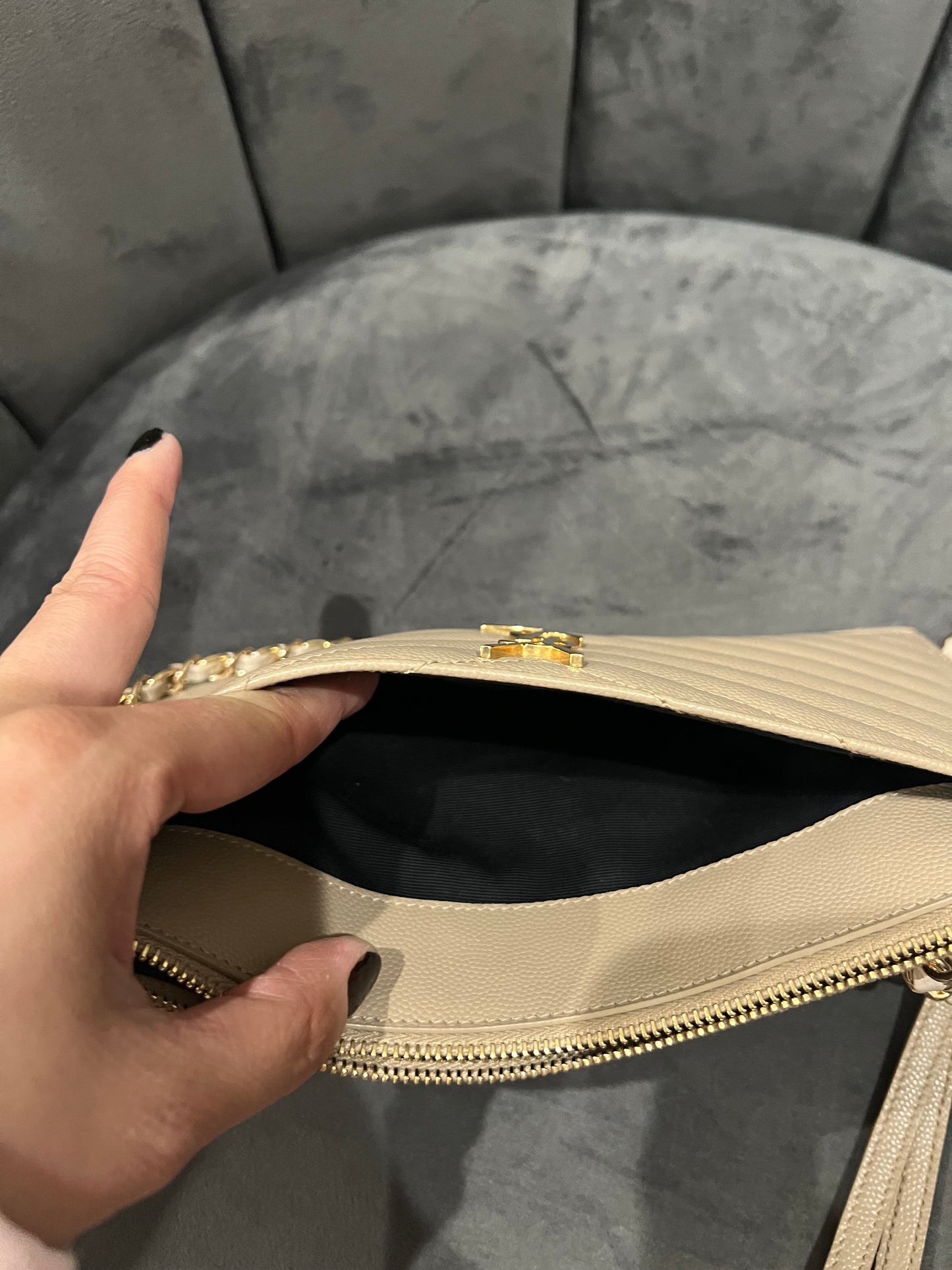 Beige Yves Saint Laurent wristlet / crossbody