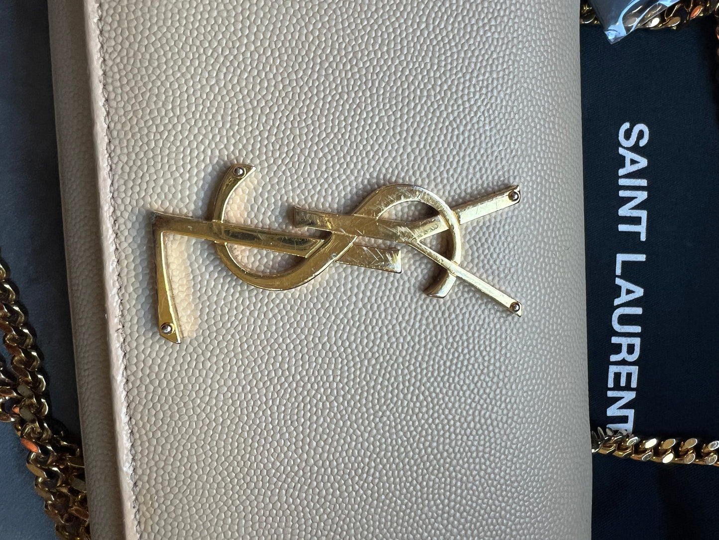 YSL beige Kate bag in small
