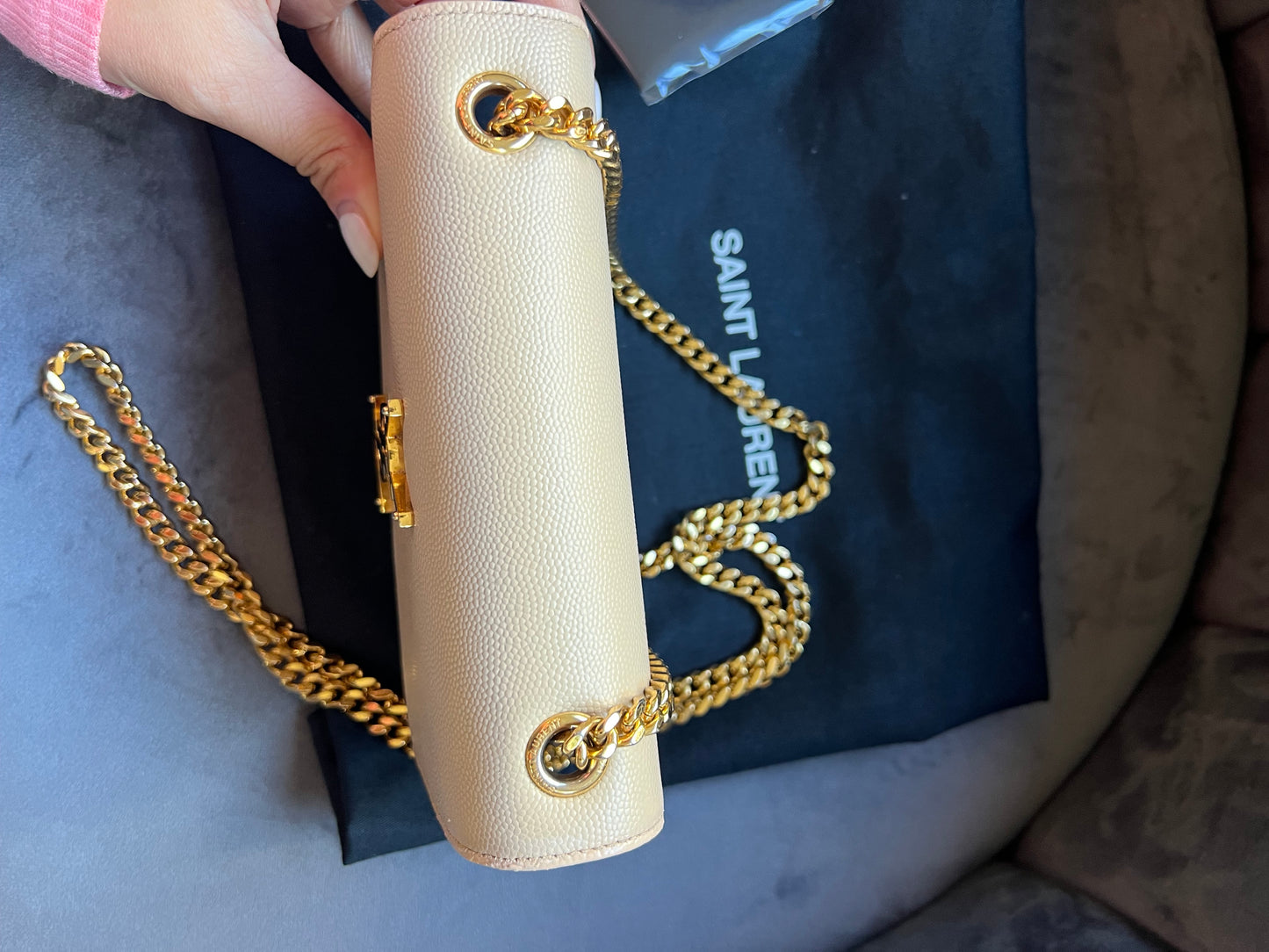 YSL beige Kate bag in small