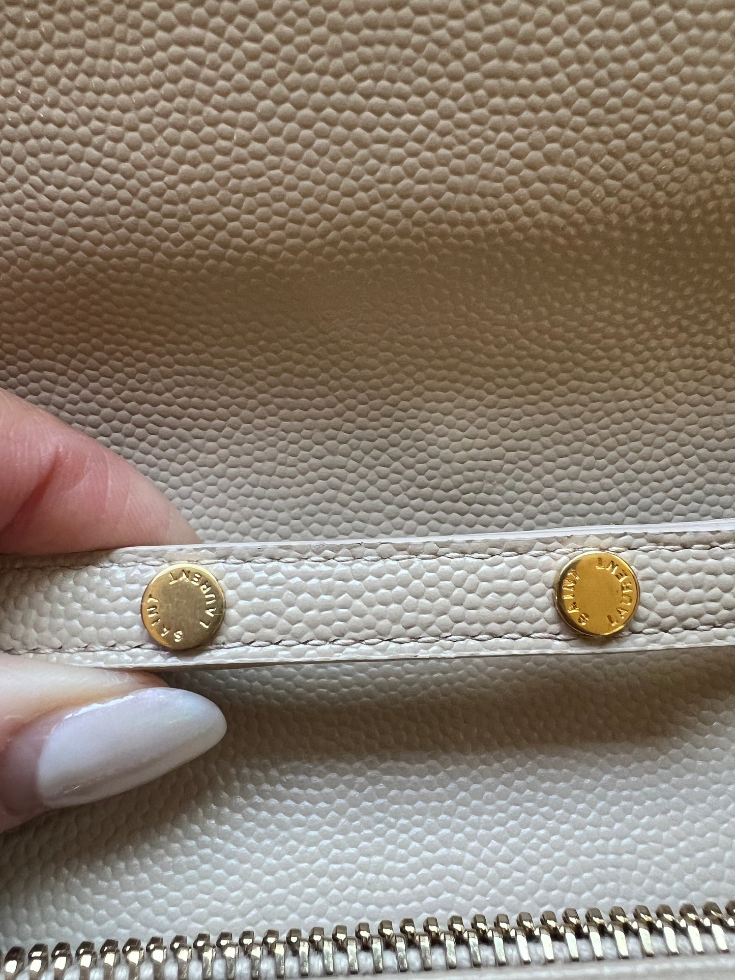 YSL cassandre flap large wallet on chain beige