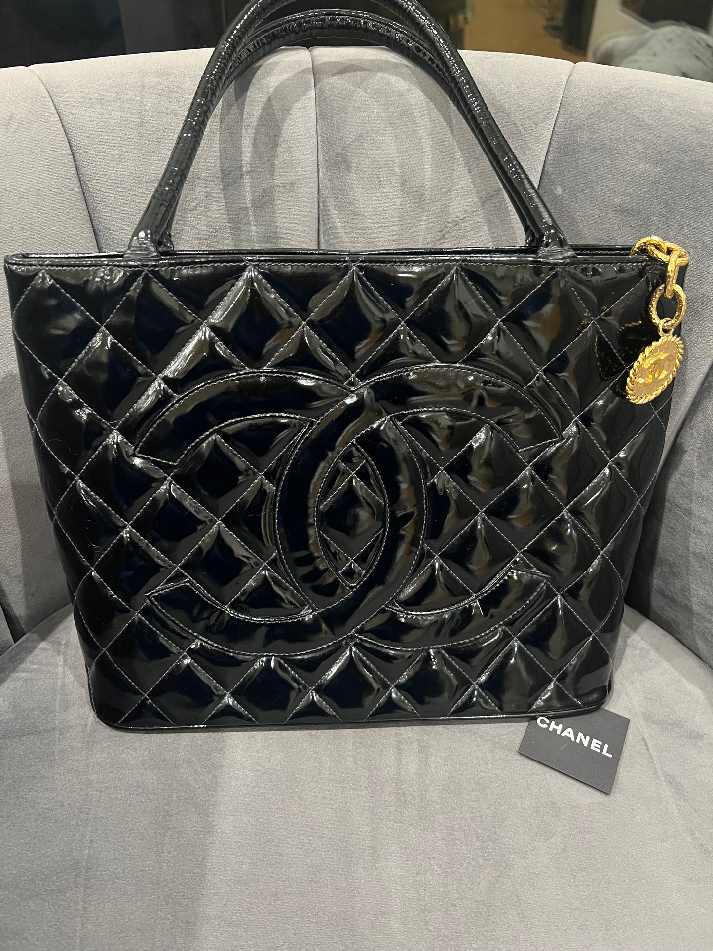 Chanel Medallion Tote Patent Black