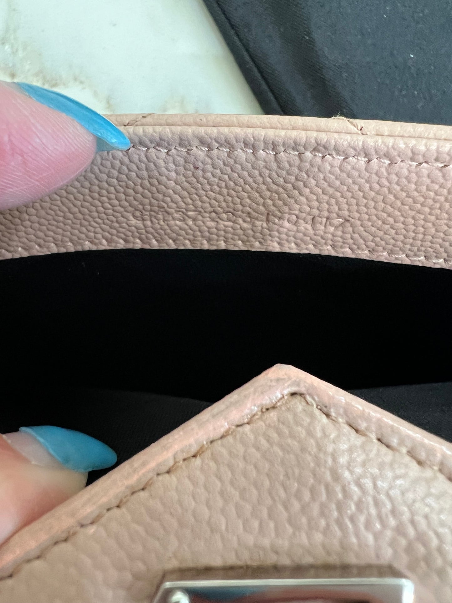 Pink YSL cassandre wallet on chain