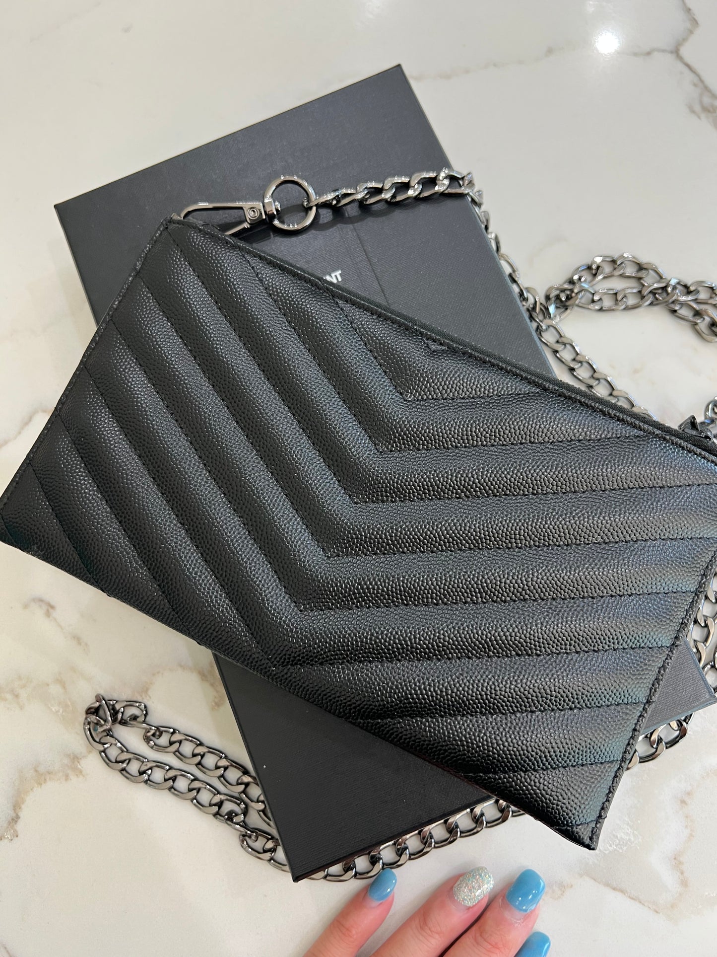 Yves Saint Laurent black monogram clutch crossbody