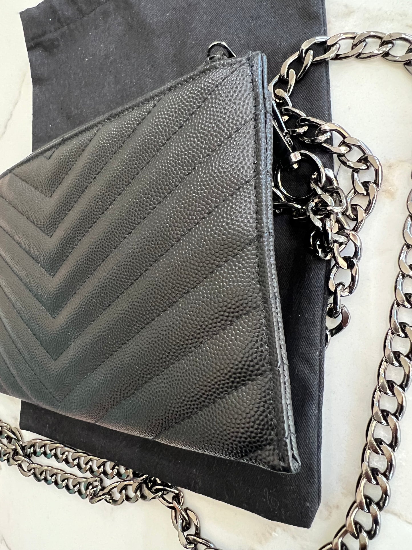 Yves Saint Laurent black monogram clutch crossbody
