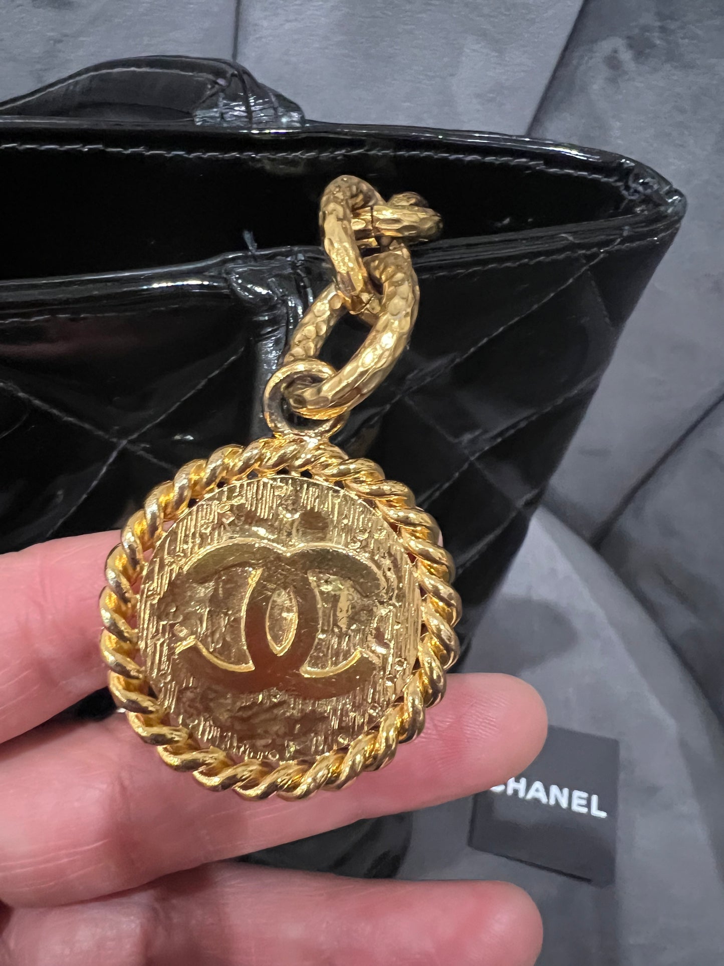 Chanel Medallion Tote Patent Black