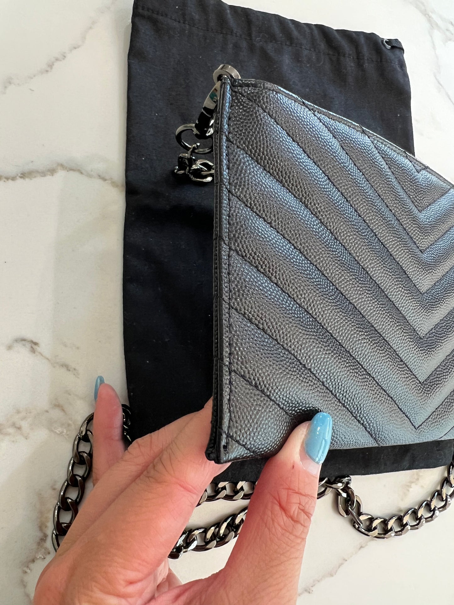 Yves Saint Laurent black monogram clutch crossbody