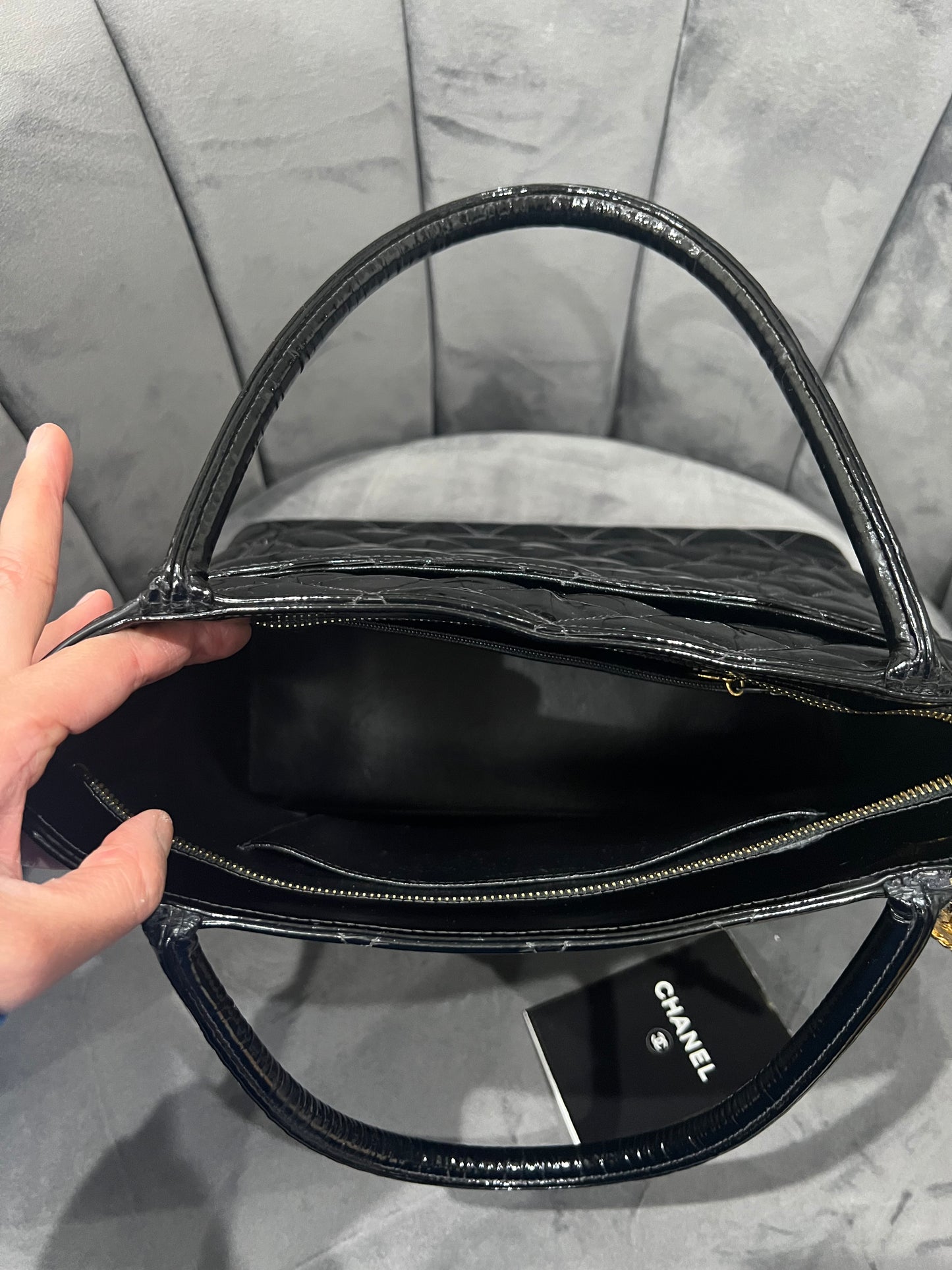 Chanel Medallion Tote Patent Black