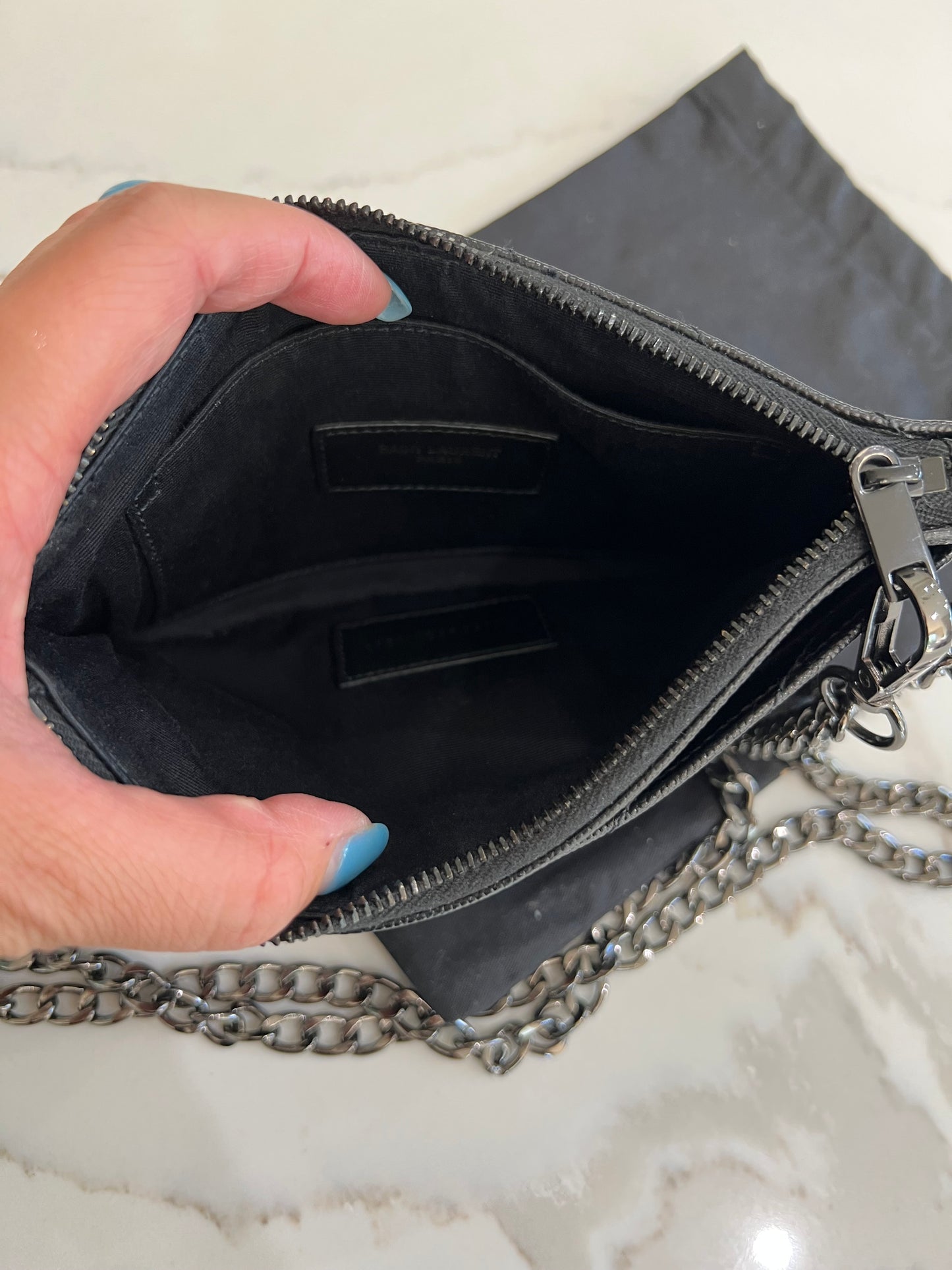 Yves Saint Laurent black monogram clutch crossbody