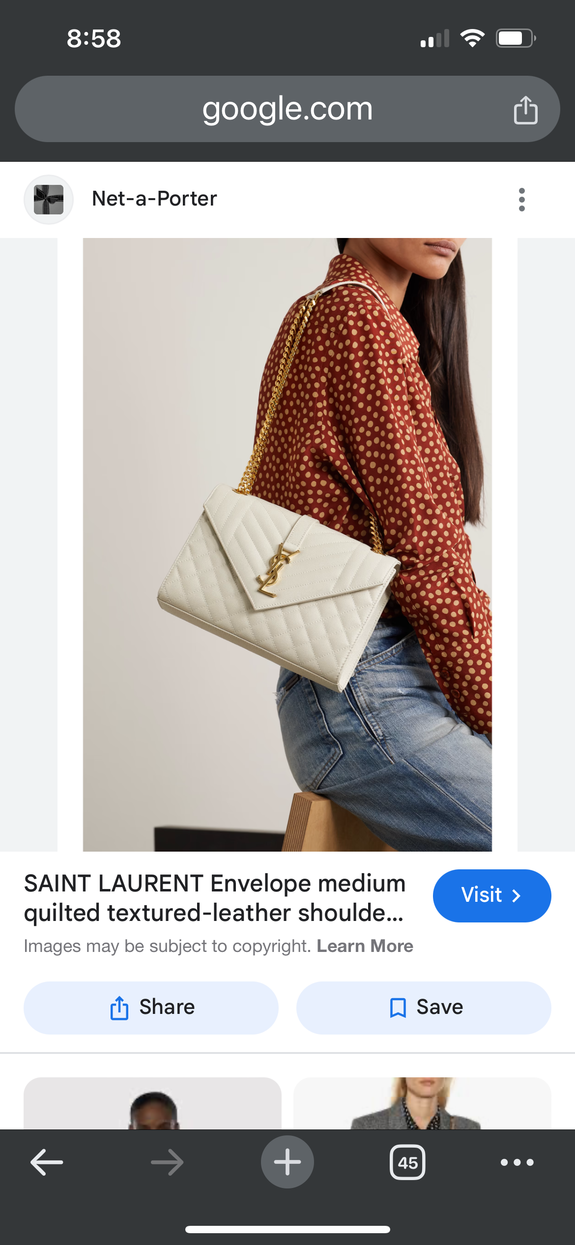 YSL mixed matelasse envelope bag