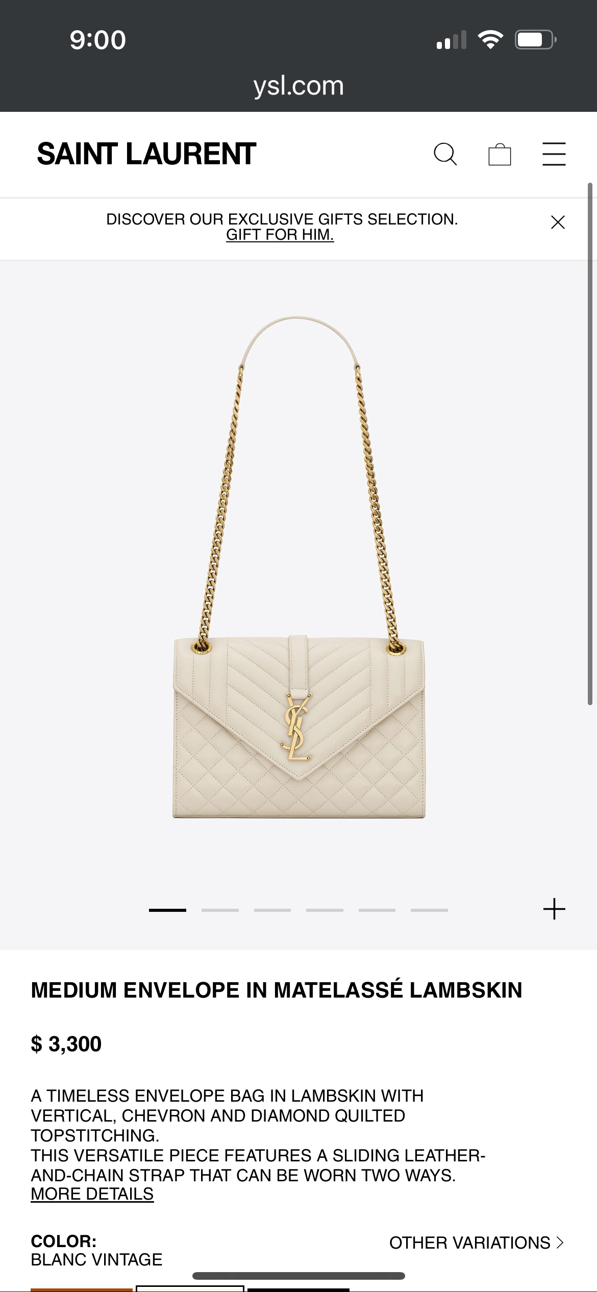 YSL mixed matelasse envelope bag