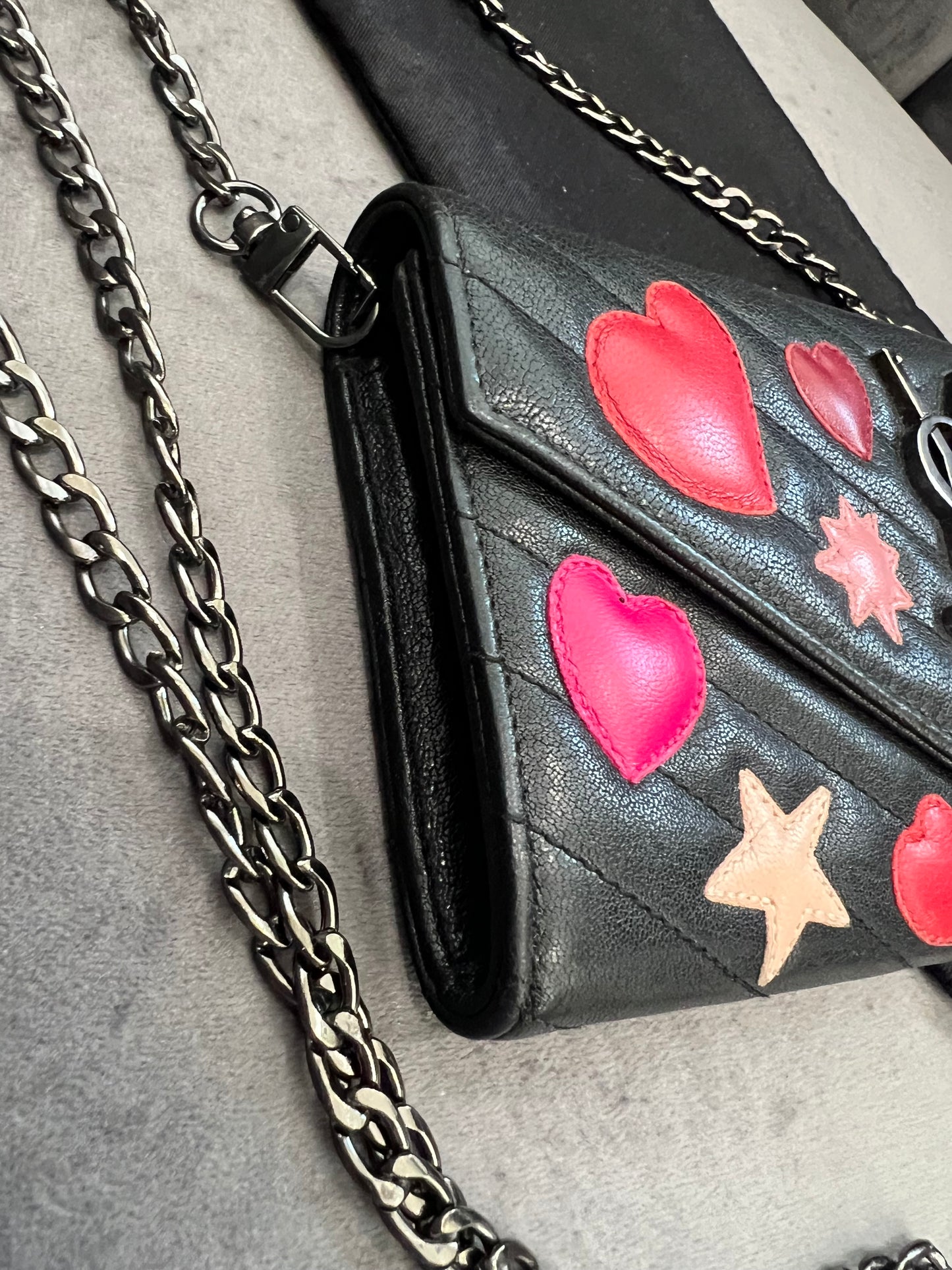 Rare YSL hearts envelope flap wallet on chain