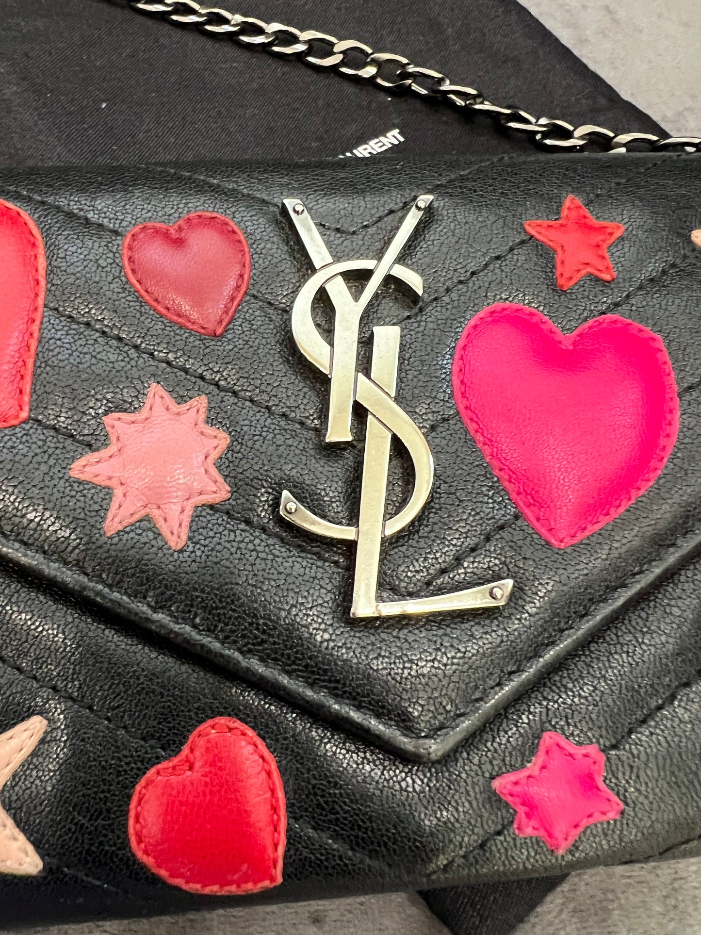 Rare YSL hearts envelope flap wallet on chain